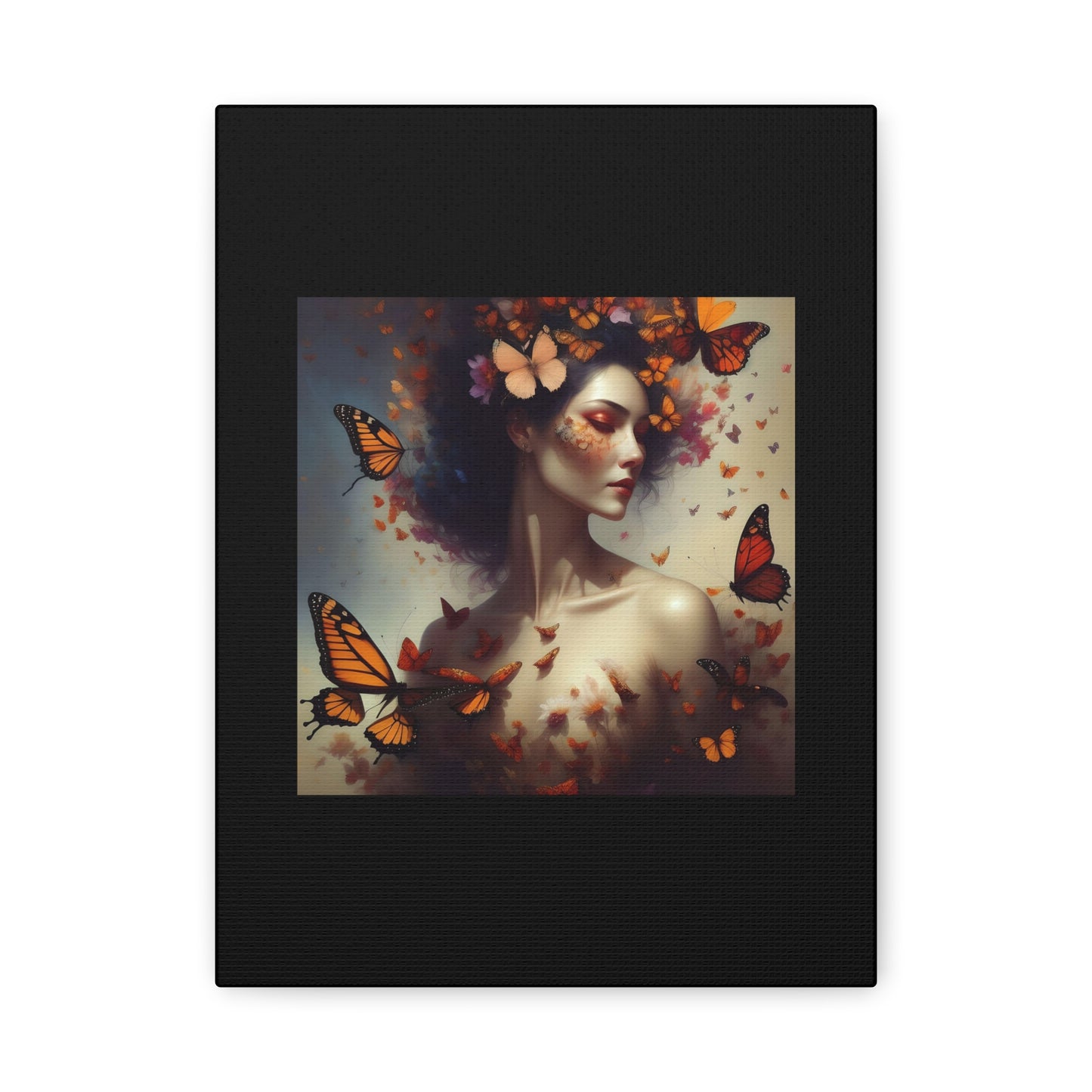 Canvas Wall Art - Butterfly Woman Print, Floral Home Decor, Unique Gift for Nature Lovers, Birthday Decoration, Whimsical Art