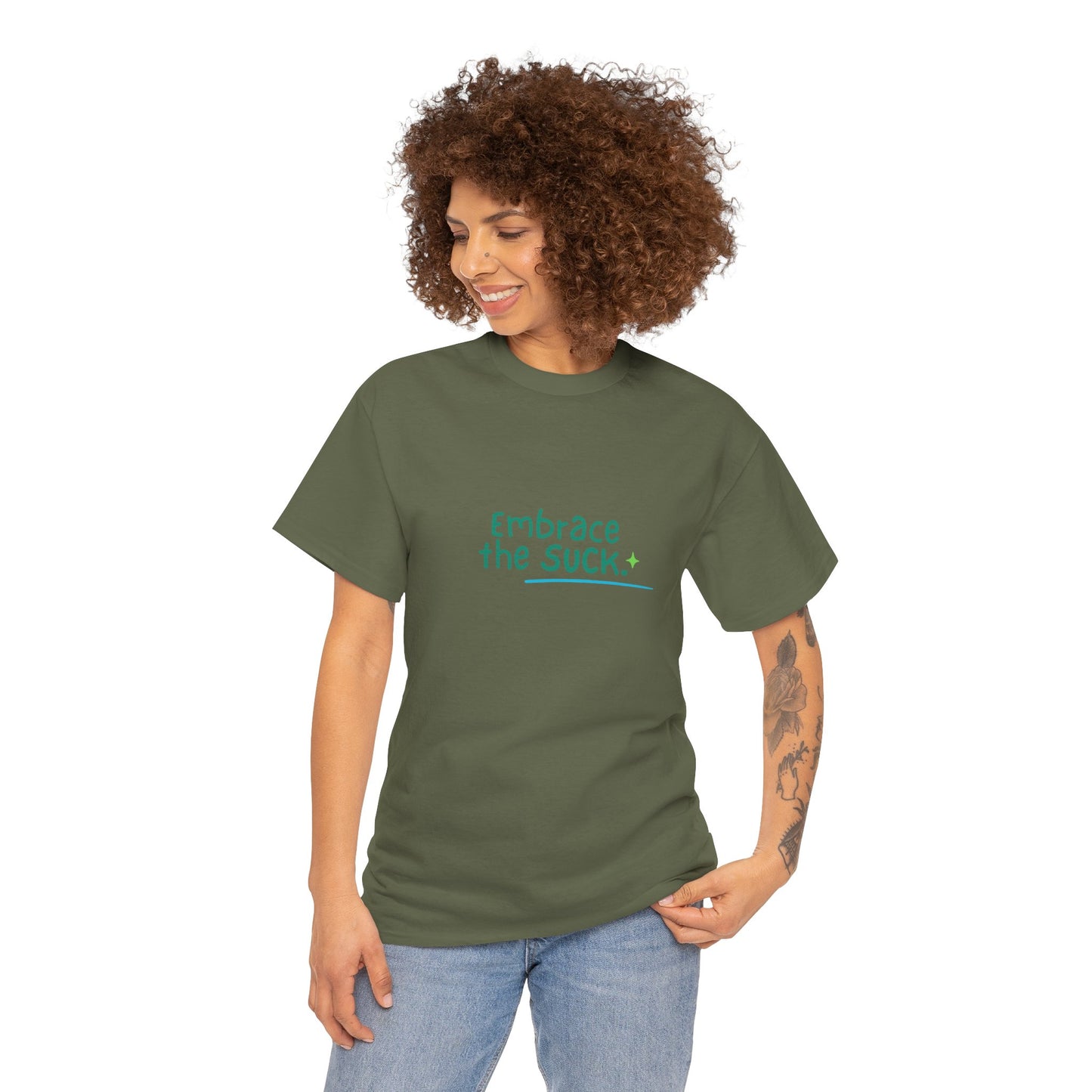 Unisex Heavy Cotton Tee - Embrace the Suck, Casual Tee, Motivational Shirt, Gift for Him/Her, Everyday Wear, Inspirational Apparel