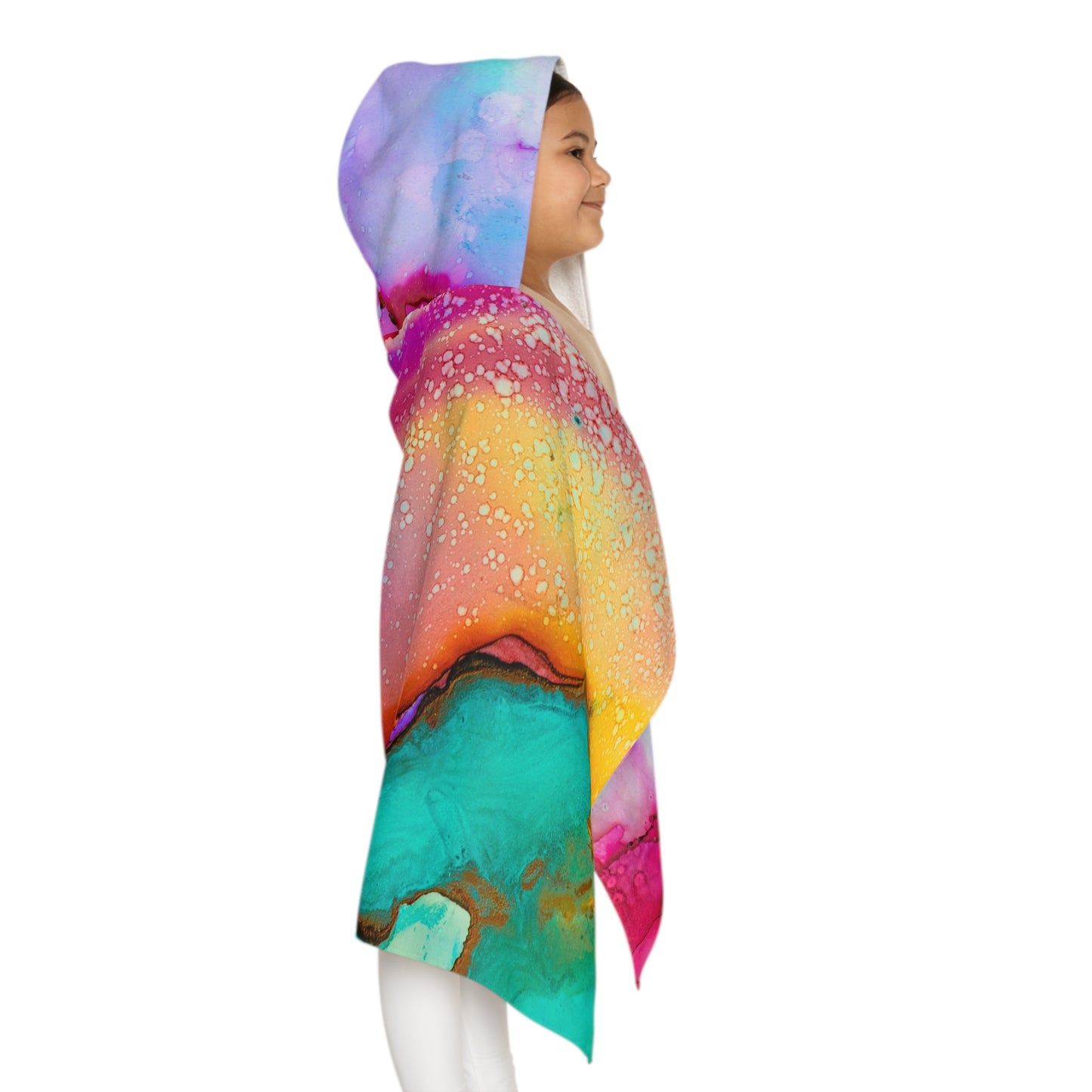 Vibrant Youth Hooded Towel - Fun Beach Day, Bath Time, Swim Cover-Up, Birthday Gift, Colorful Art Design