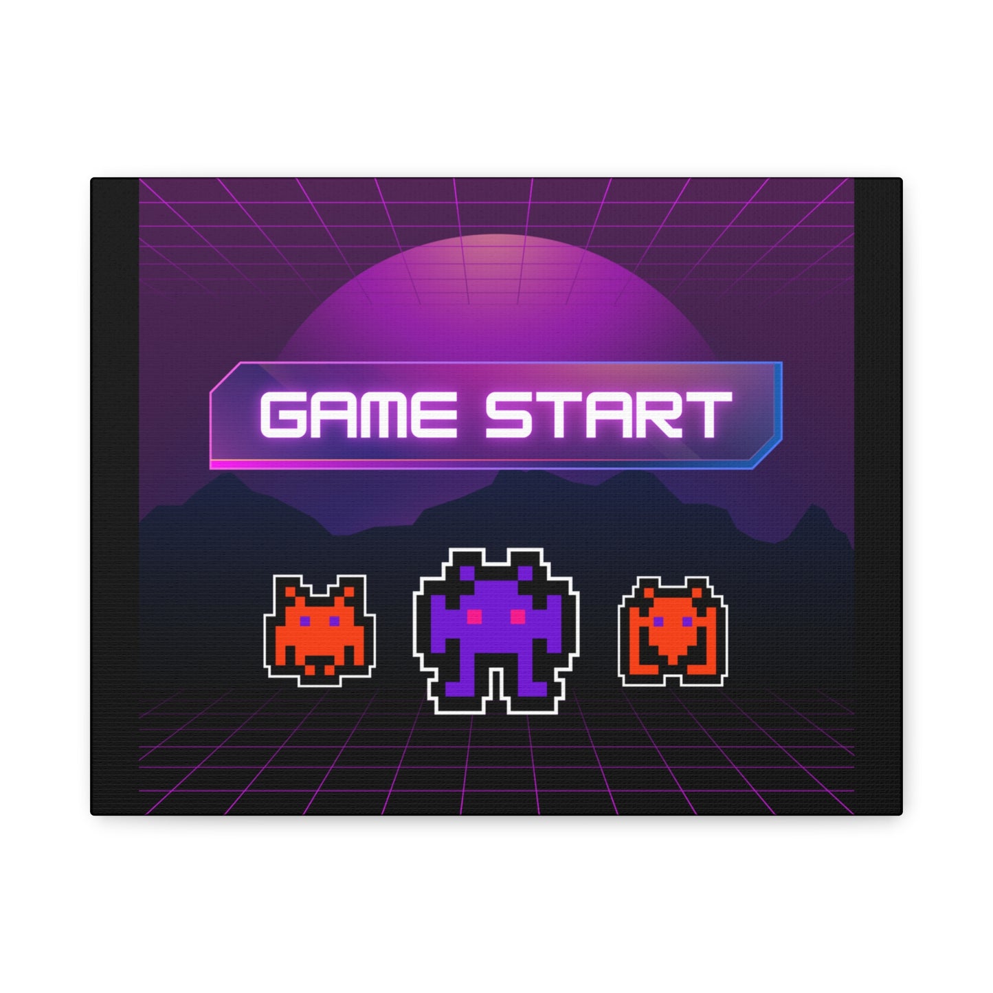 Retro Game Start Canvas Art Print | 80s Gaming Wall Decor, Gamer Gift, Pixel Art, Nostalgic Artwork, Home Decor