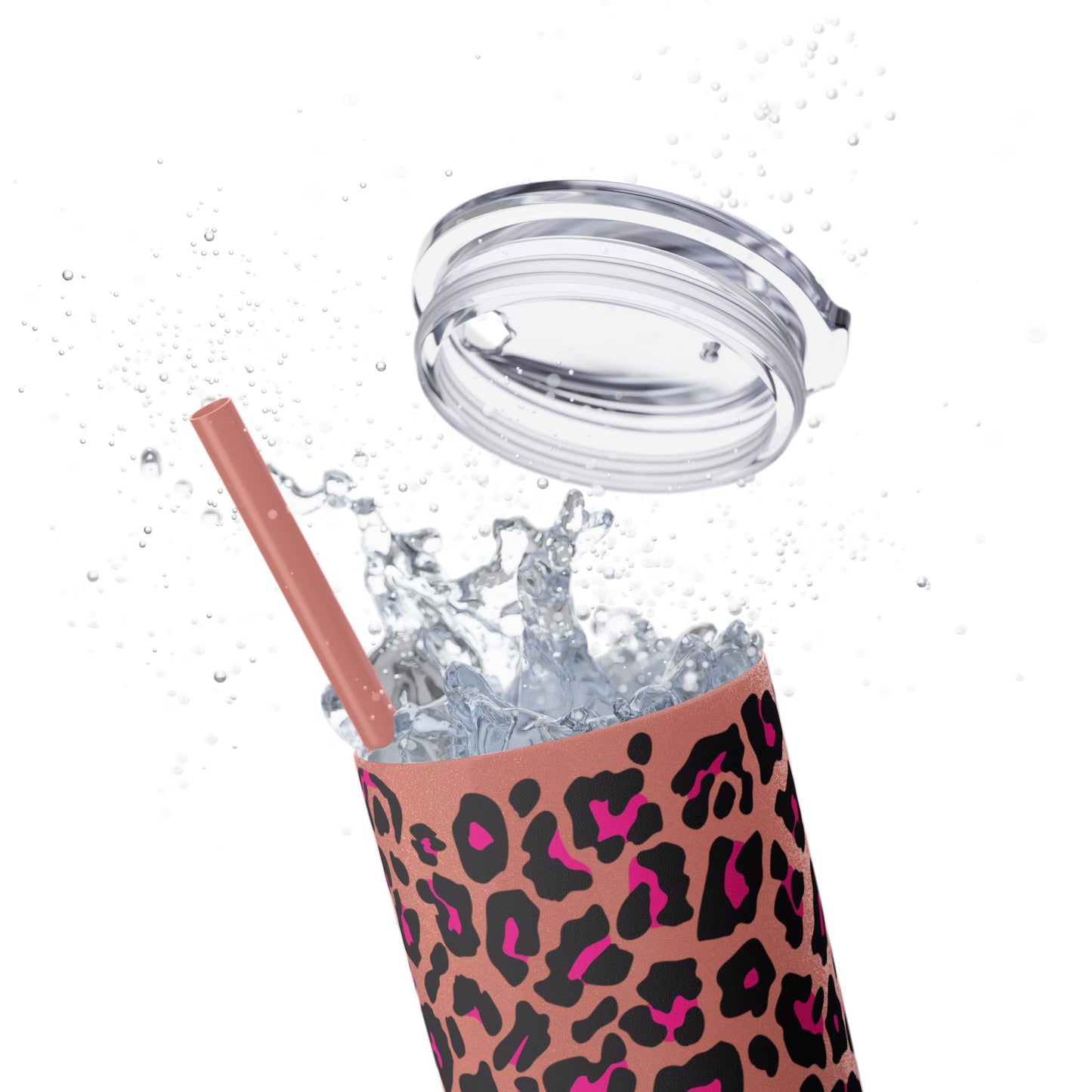 Trendy Leopard Print Skinny Tumbler, 20oz | Stylish Drinkware for Home, Office, Gifts, Reusable Straw, Animal Print