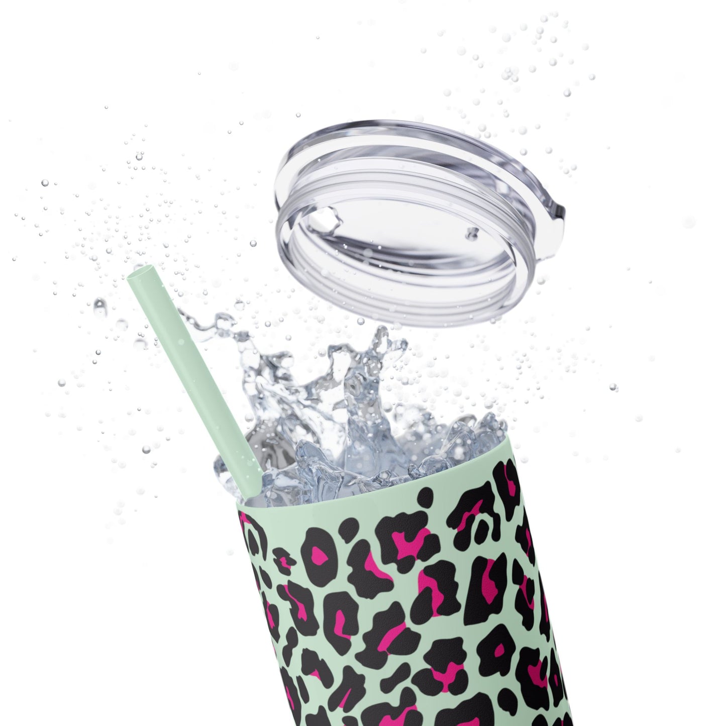 Trendy Leopard Print Skinny Tumbler, 20oz | Stylish Drinkware for Home, Office, Gifts, Reusable Straw, Animal Print