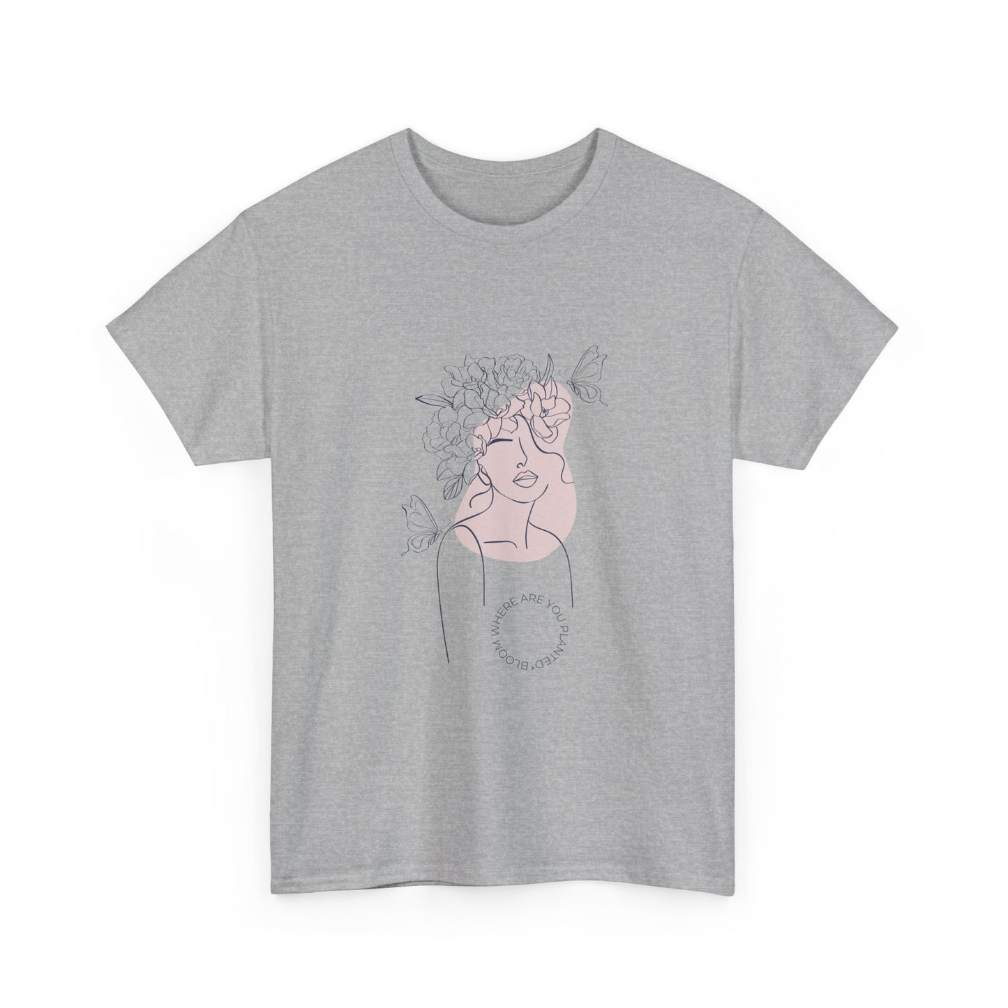 Bloom Where You Are Planted Chic Inspirational Quote Tee, Inspirational Cotton T-Shirt, Casual Graphic Tee, Vintage Style Unisex Shirt, Gift for Her