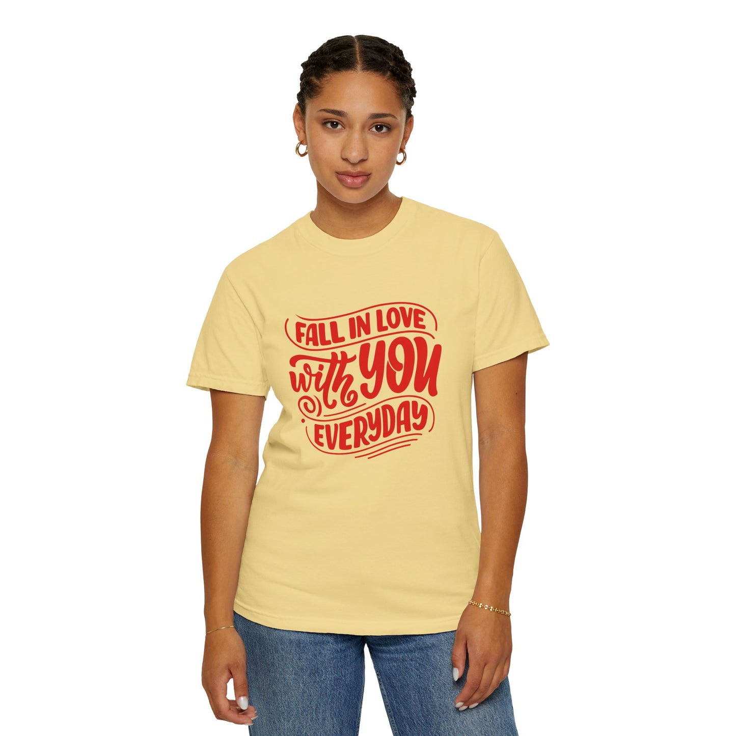 Fall in Love with YOU Quote T-shirt for Couples, Valentine's Day, Gifts for Him/Her, Casual Everyday Wear, Comfortable Unisex Tee