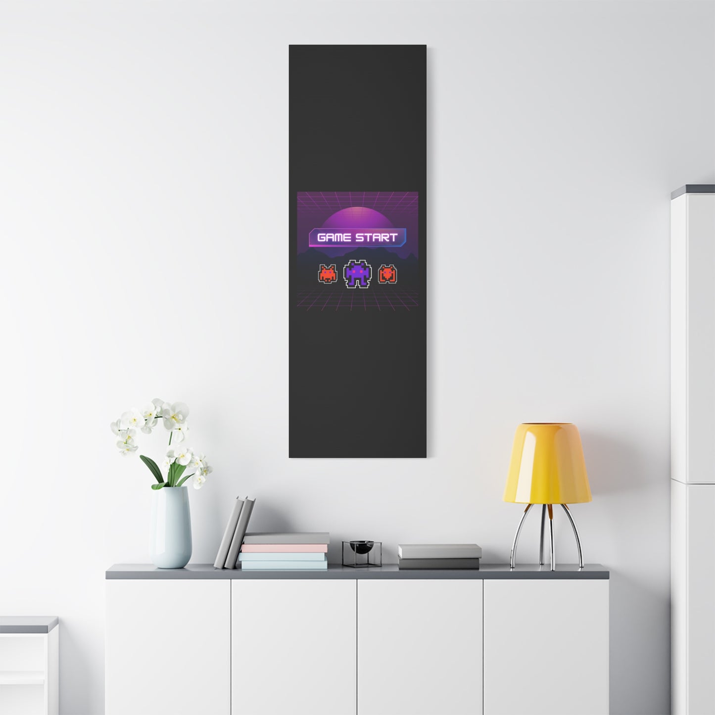 Retro Game Start Canvas Art Print | 80s Gaming Wall Decor, Gamer Gift, Pixel Art, Nostalgic Artwork, Home Decor