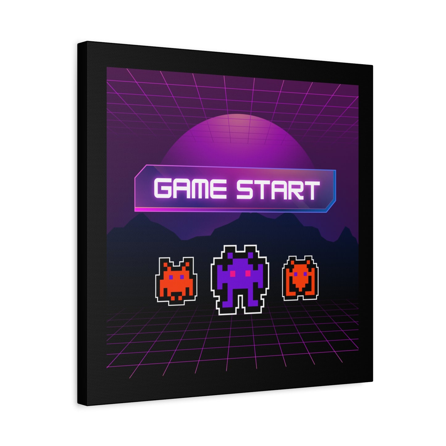 Retro Game Start Canvas Art Print | 80s Gaming Wall Decor, Gamer Gift, Pixel Art, Nostalgic Artwork, Home Decor