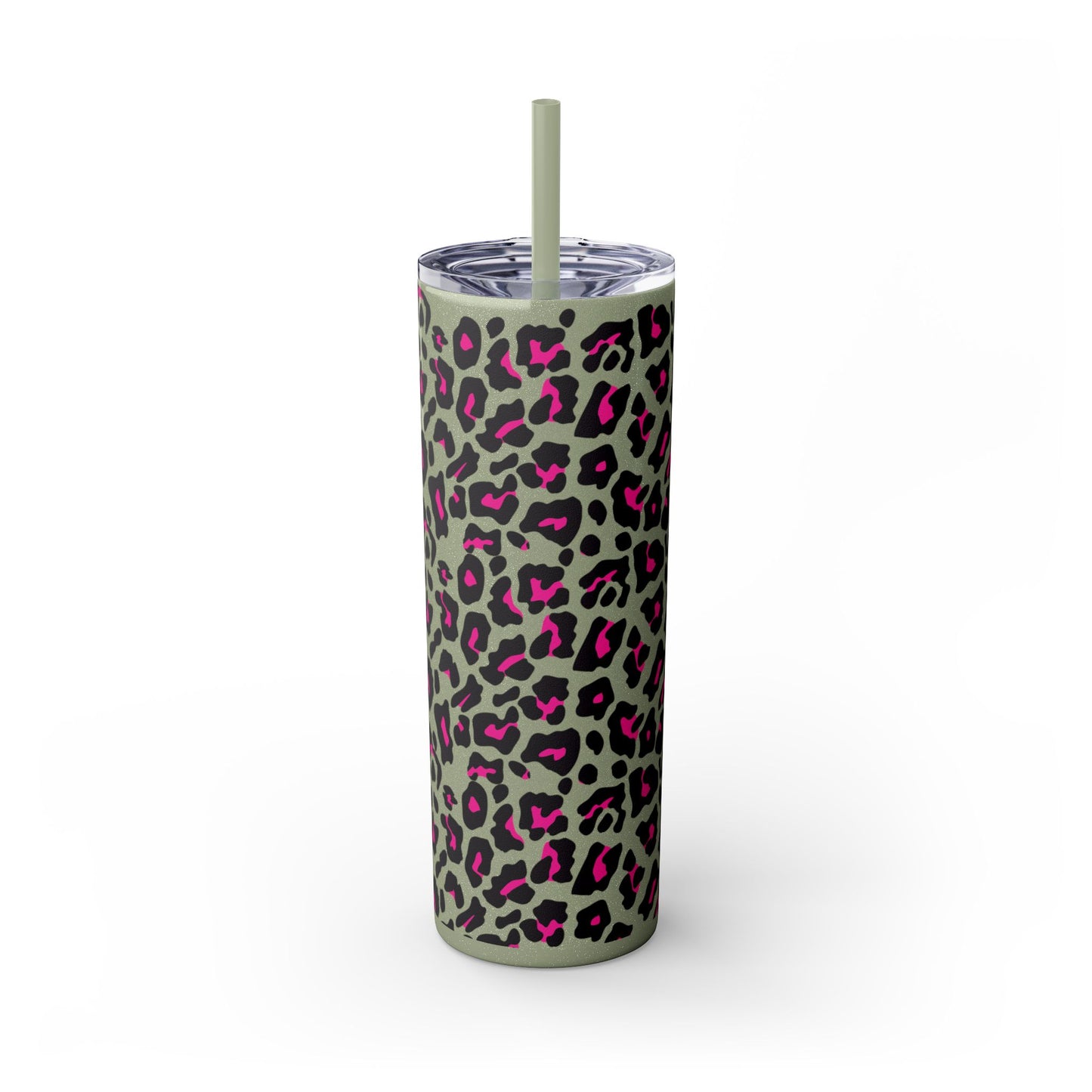 Trendy Leopard Print Skinny Tumbler, 20oz | Stylish Drinkware for Home, Office, Gifts, Reusable Straw, Animal Print