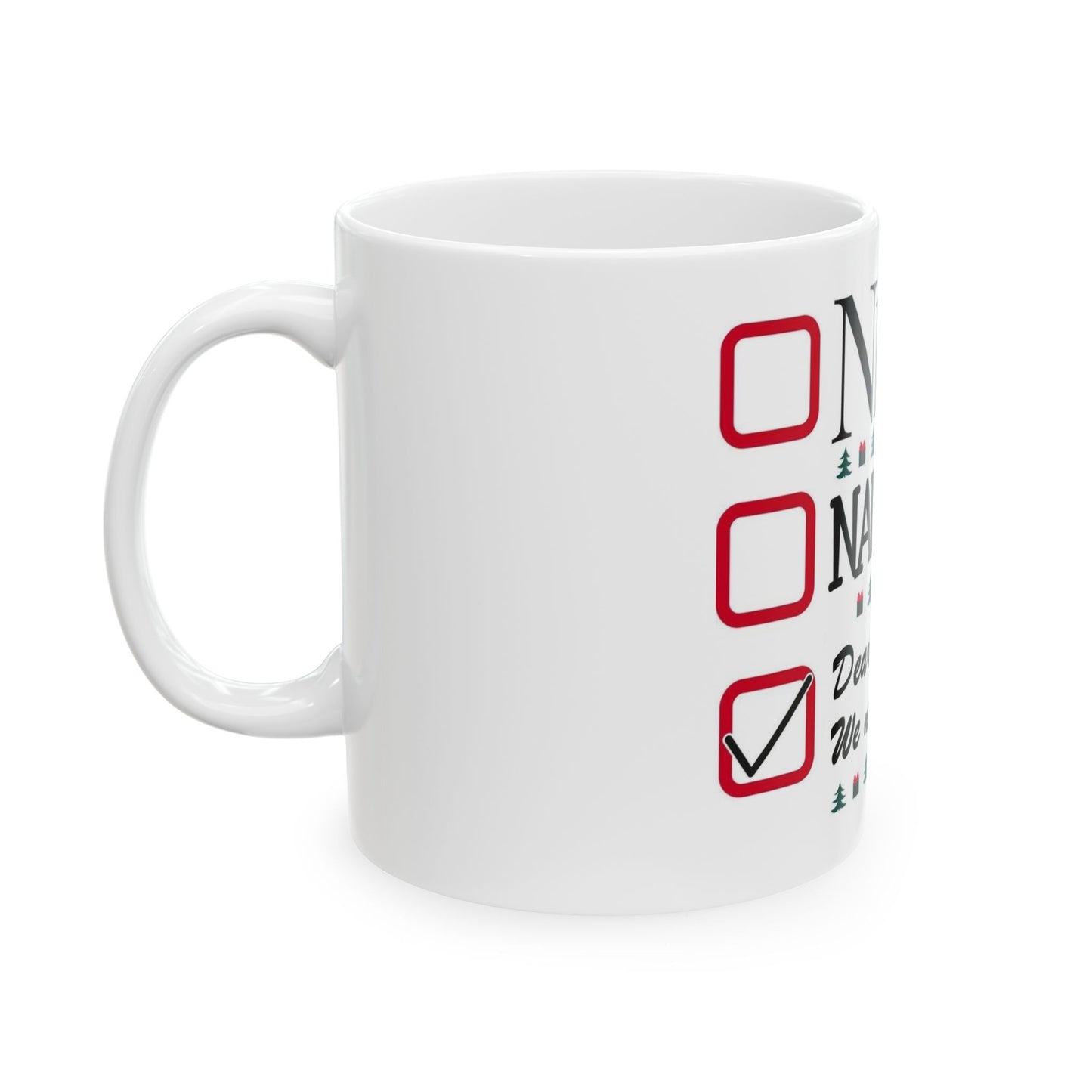 Naughty Nice Ceramic Mug | Holiday Gift, Christmas Mug, Santa Coffee Cup, Funny Winter Drinkware, Cute Holiday Decorations