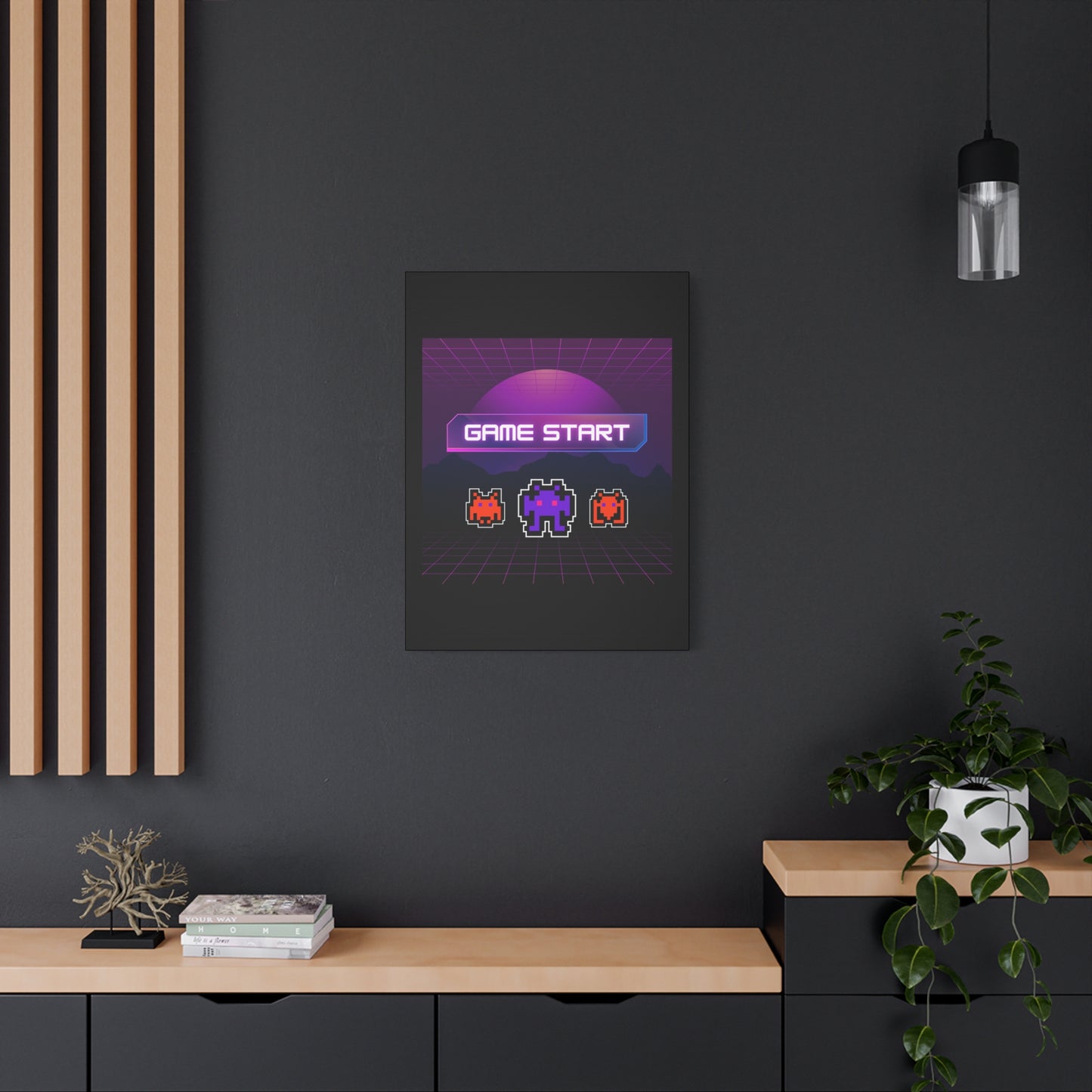 Retro Game Start Canvas Art Print | 80s Gaming Wall Decor, Gamer Gift, Pixel Art, Nostalgic Artwork, Home Decor