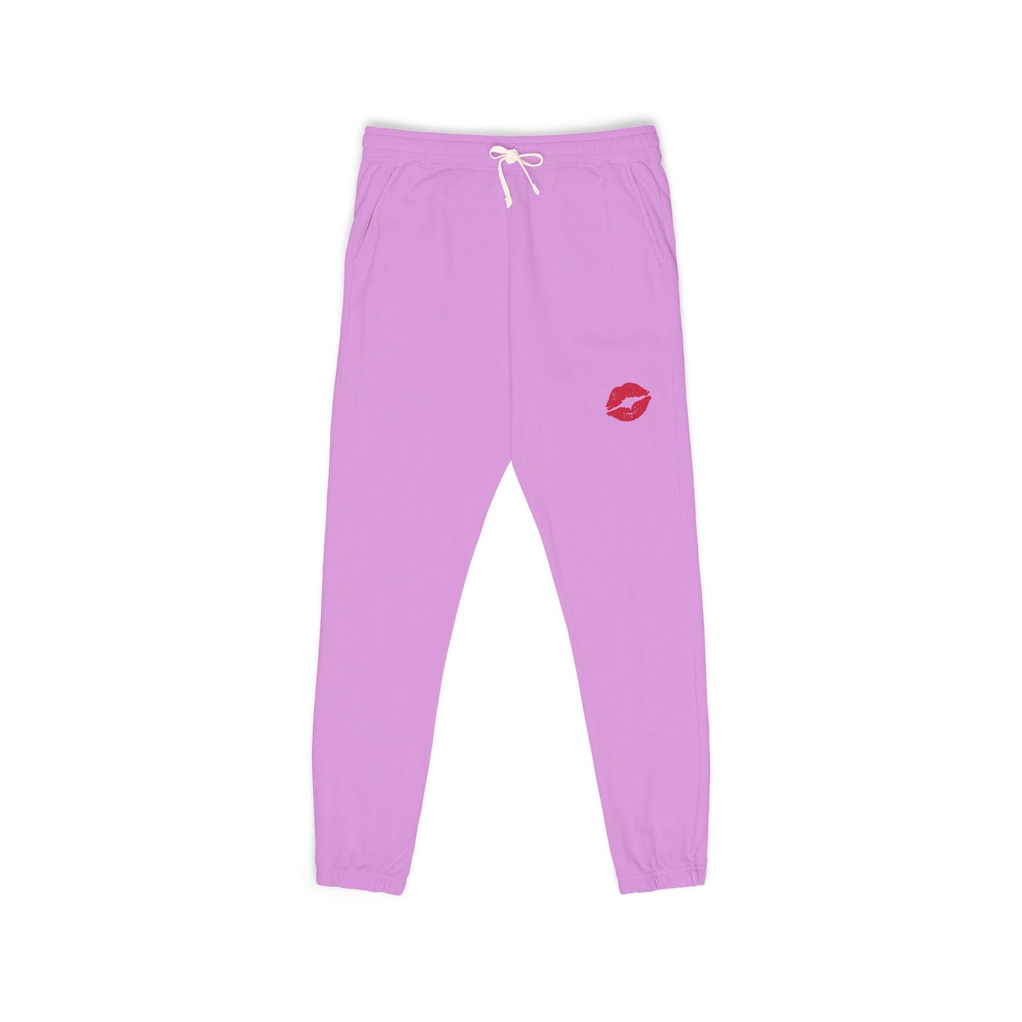 Cozy Fleece Kiss Print Sweatpants, Relaxed Lounge Pants, Unisex Stylish Joggers, Perfect for Casual Days, Gift for Friends, Comfortable Home Wear