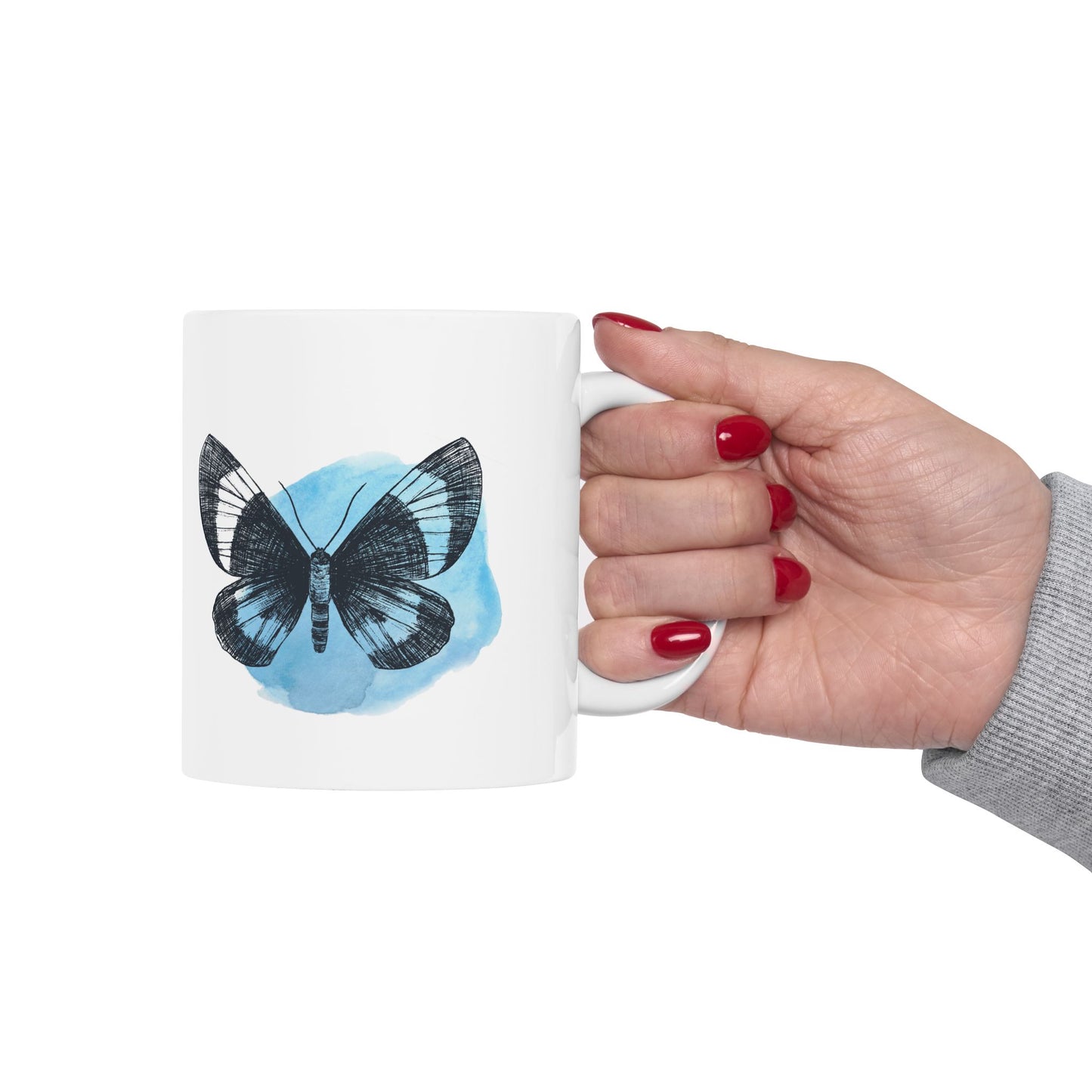 Blue Butterfly Art Ceramic Mug | Cute Coffee Cup, Gift for Nature Lovers, Home Decor, Perfect for Birthdays & Holidays