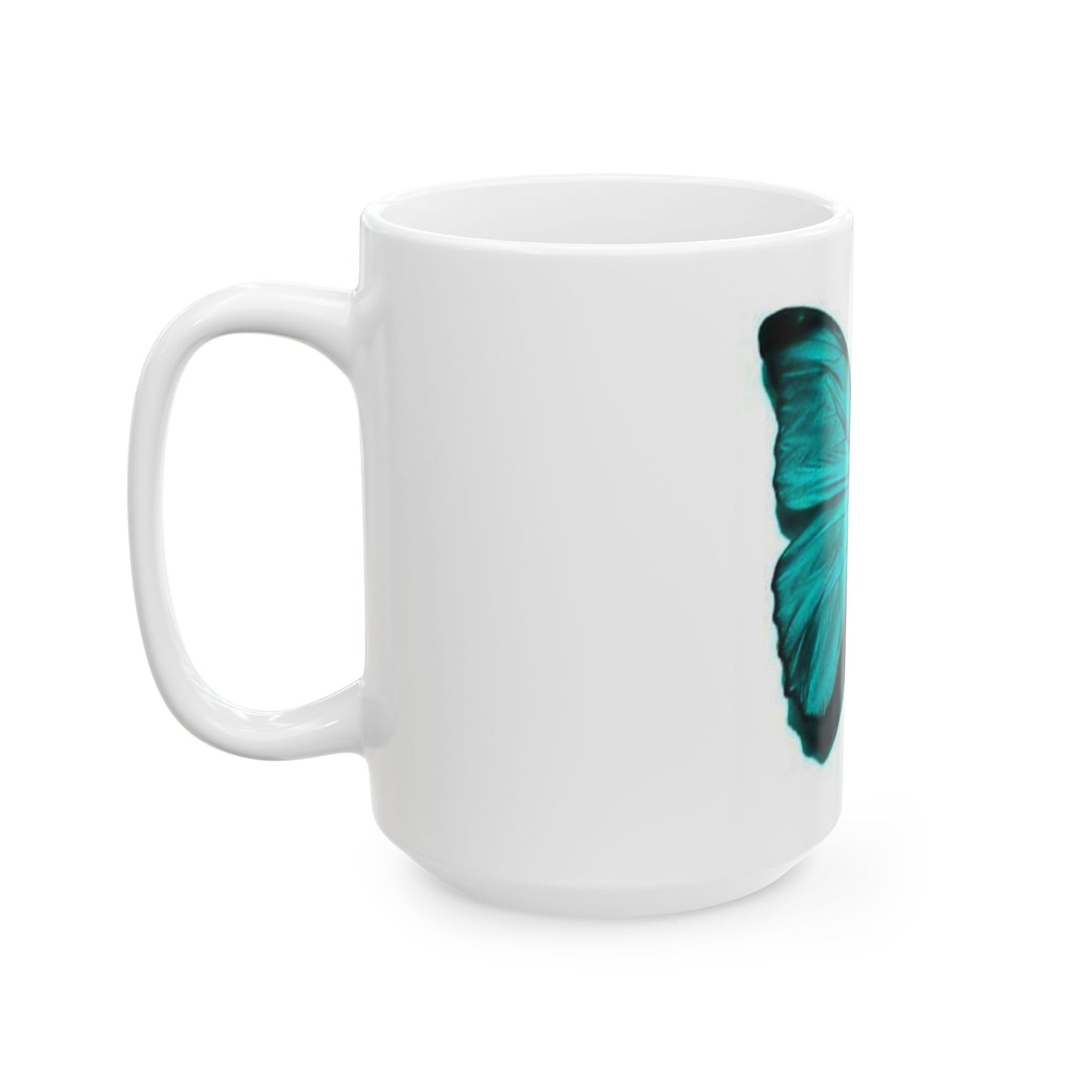 Beautiful Turquoise Butterfly Ceramic Mug - 11oz & 15oz, Nature Lover Gift, Decorative Drinkware, Boho Kitchen Decor, Birthday Present