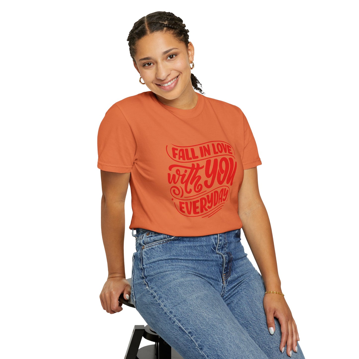 Fall in Love with YOU Quote T-shirt for Couples, Valentine's Day, Gifts for Him/Her, Casual Everyday Wear, Comfortable Unisex Tee