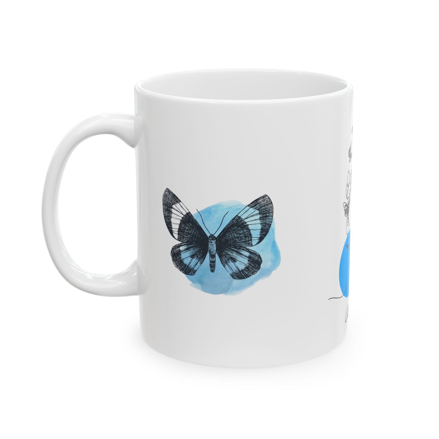 Elegant Woman Butterfly Ceramic Mug | Inspirational Gift, Art Coffee Cup, Unique Design, Home Decor, Mother's Day Gift