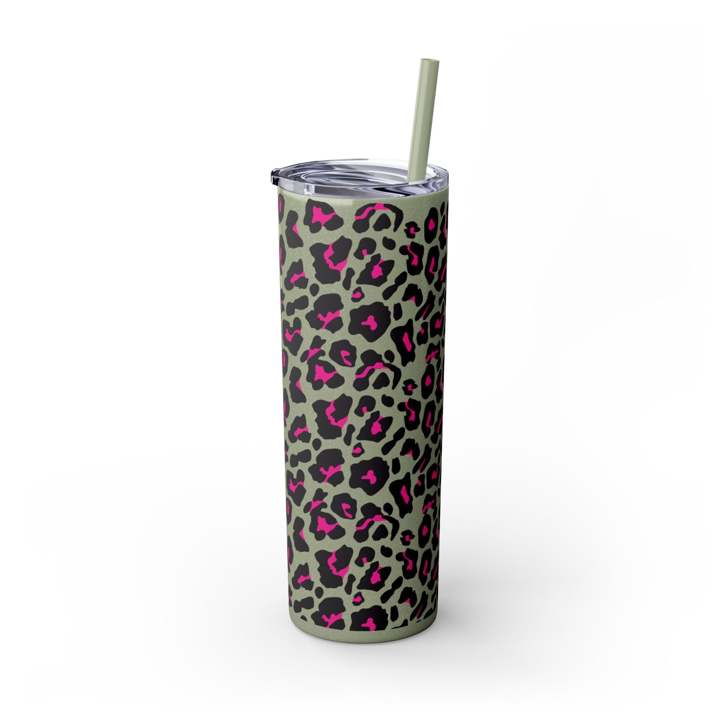 Trendy Leopard Print Skinny Tumbler, 20oz | Stylish Drinkware for Home, Office, Gifts, Reusable Straw, Animal Print