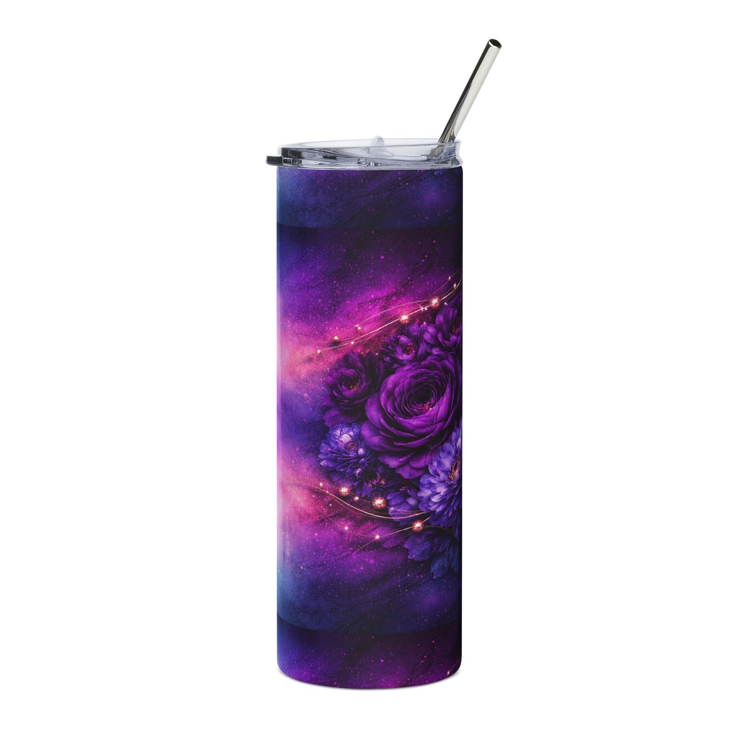 Galaxy Rose Stainless Steel Tumbler — 20oz Cosmic Floral Insulated Travel Cup