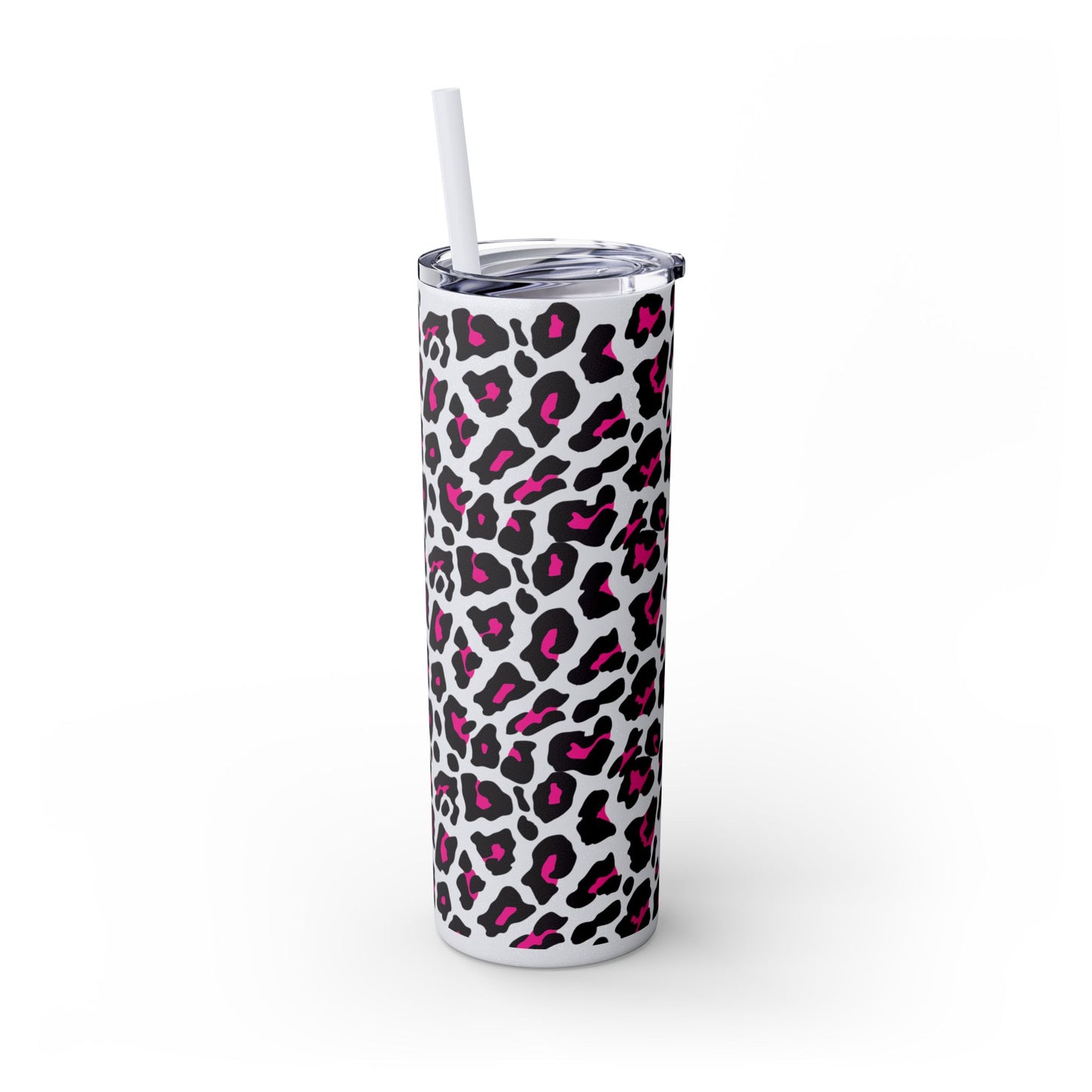 Trendy Leopard Print Skinny Tumbler, 20oz | Stylish Drinkware for Home, Office, Gifts, Reusable Straw, Animal Print