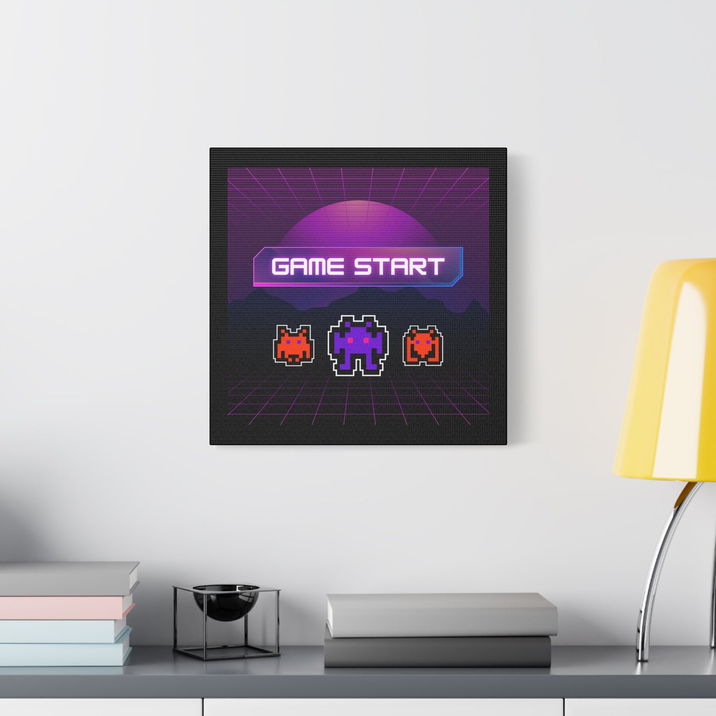 Retro Game Start Canvas Art Print | 80s Gaming Wall Decor, Gamer Gift, Pixel Art, Nostalgic Artwork, Home Decor