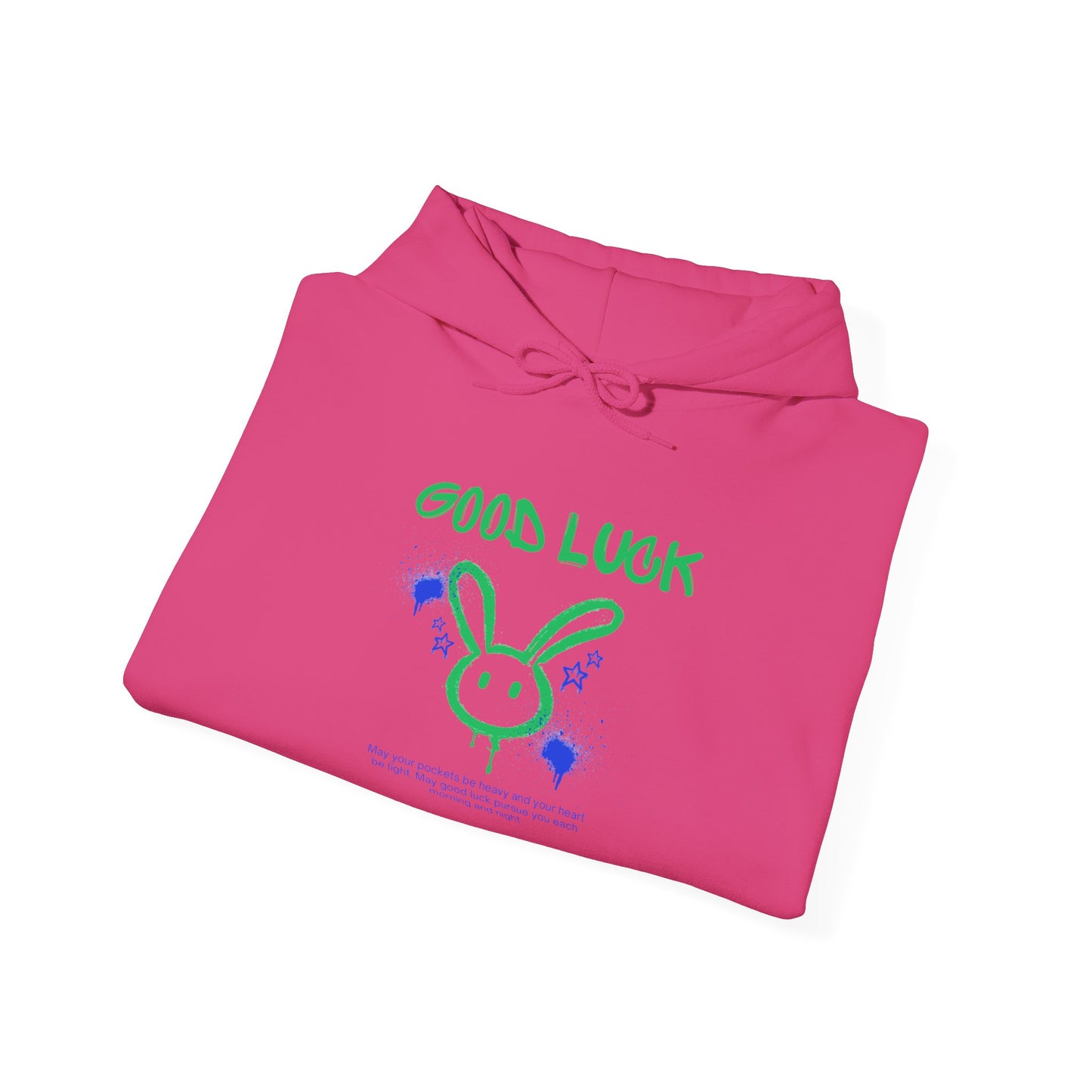 Good Luck Never Stop Unisex Heavy Blend Hooded Sweatshirt | Lucky Easter Bunny Design