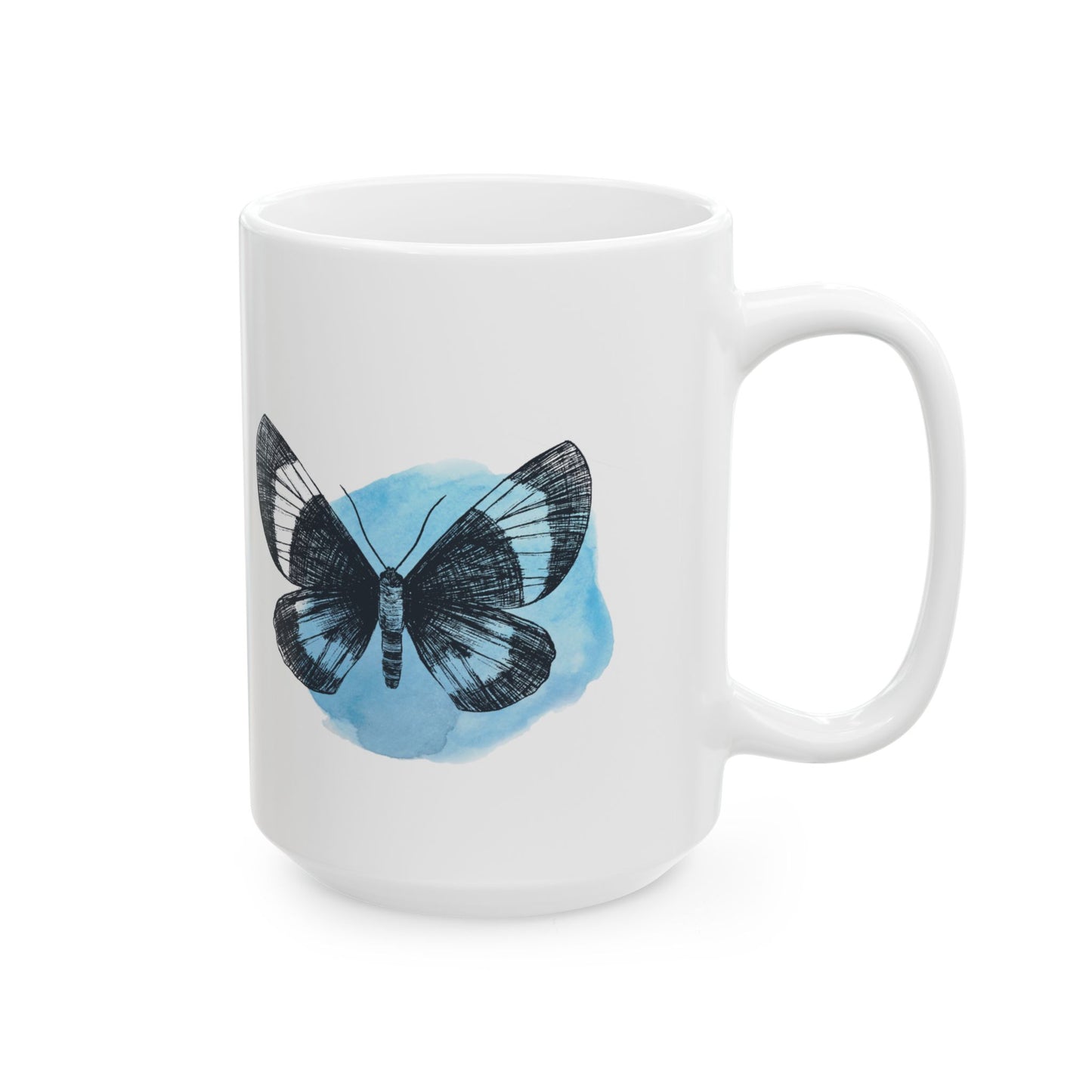 Blue Butterfly Art Ceramic Mug | Cute Coffee Cup, Gift for Nature Lovers, Home Decor, Perfect for Birthdays & Holidays