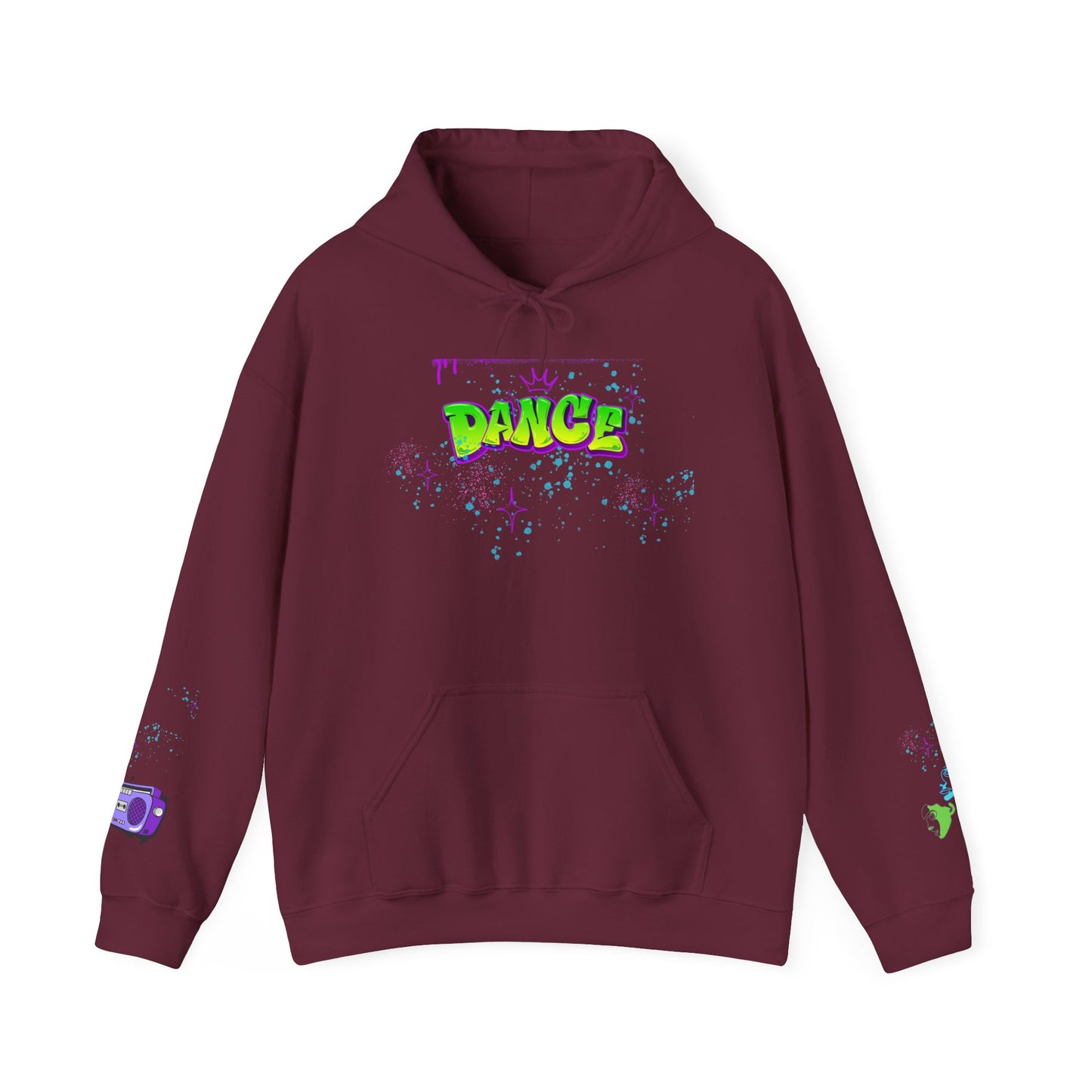 Colorful Dance Hoodie for Creative Spirits, Cozy Unisex Hooded Sweatshirt, Perfect for Parties, Dance Classes, Gifts