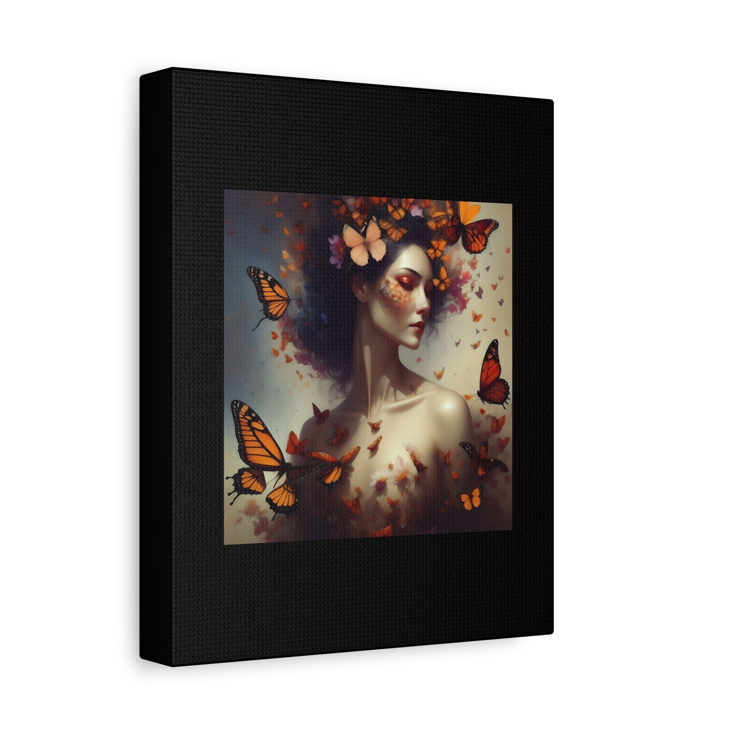 Canvas Wall Art - Butterfly Woman Print, Floral Home Decor, Unique Gift for Nature Lovers, Birthday Decoration, Whimsical Art