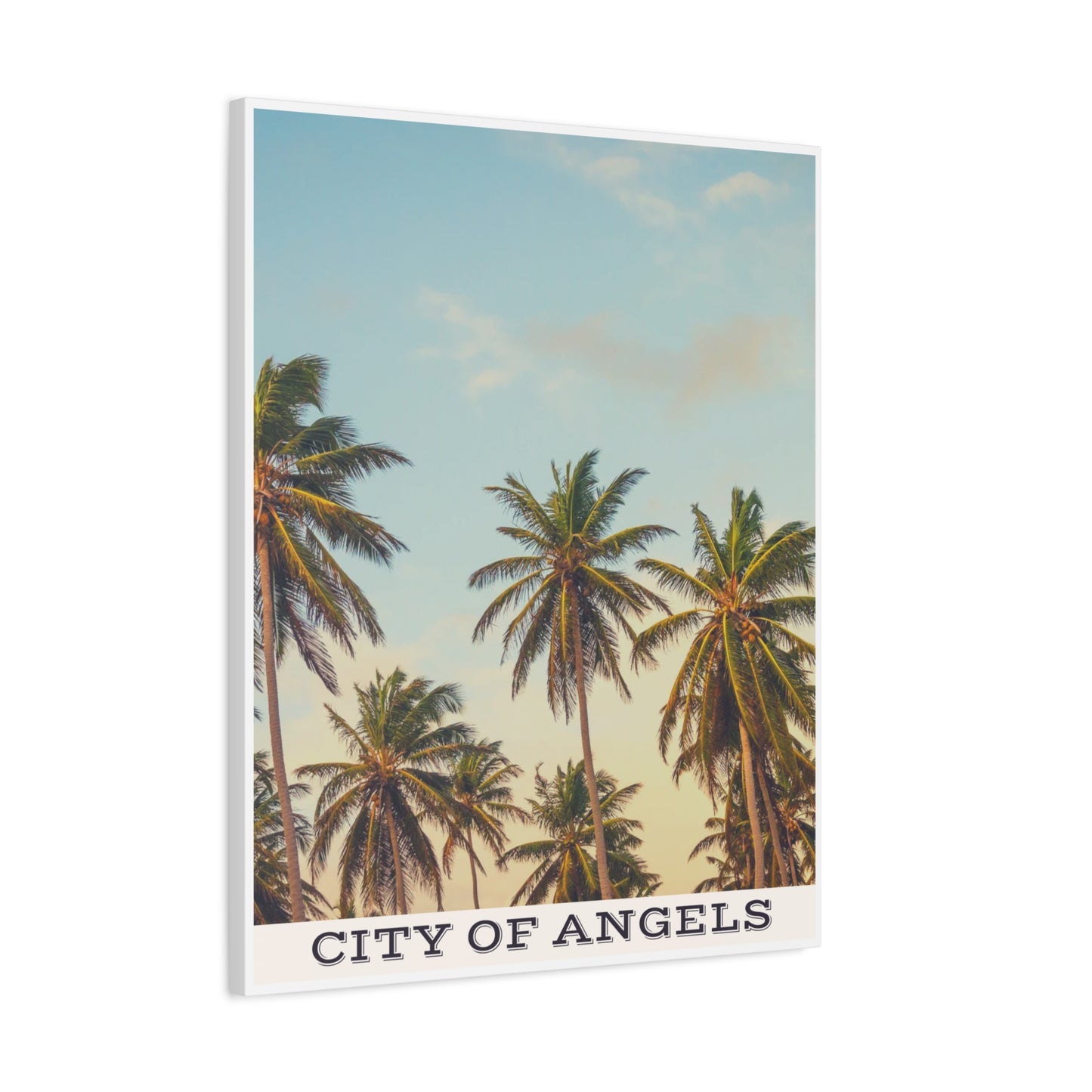 Tropical Palm Tree Canvas Print, City of Angeles Tropical Wall Art, Los Angeles Beach Decor, California Nature Photography, Home Decoration, Gift for Beach Lovers