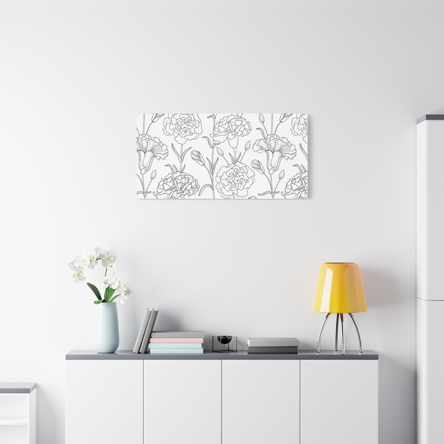 Floral Canvas Art, Stretched Wall Decor, Home Gift, Botanical Print, Modern Design, Matte Finish