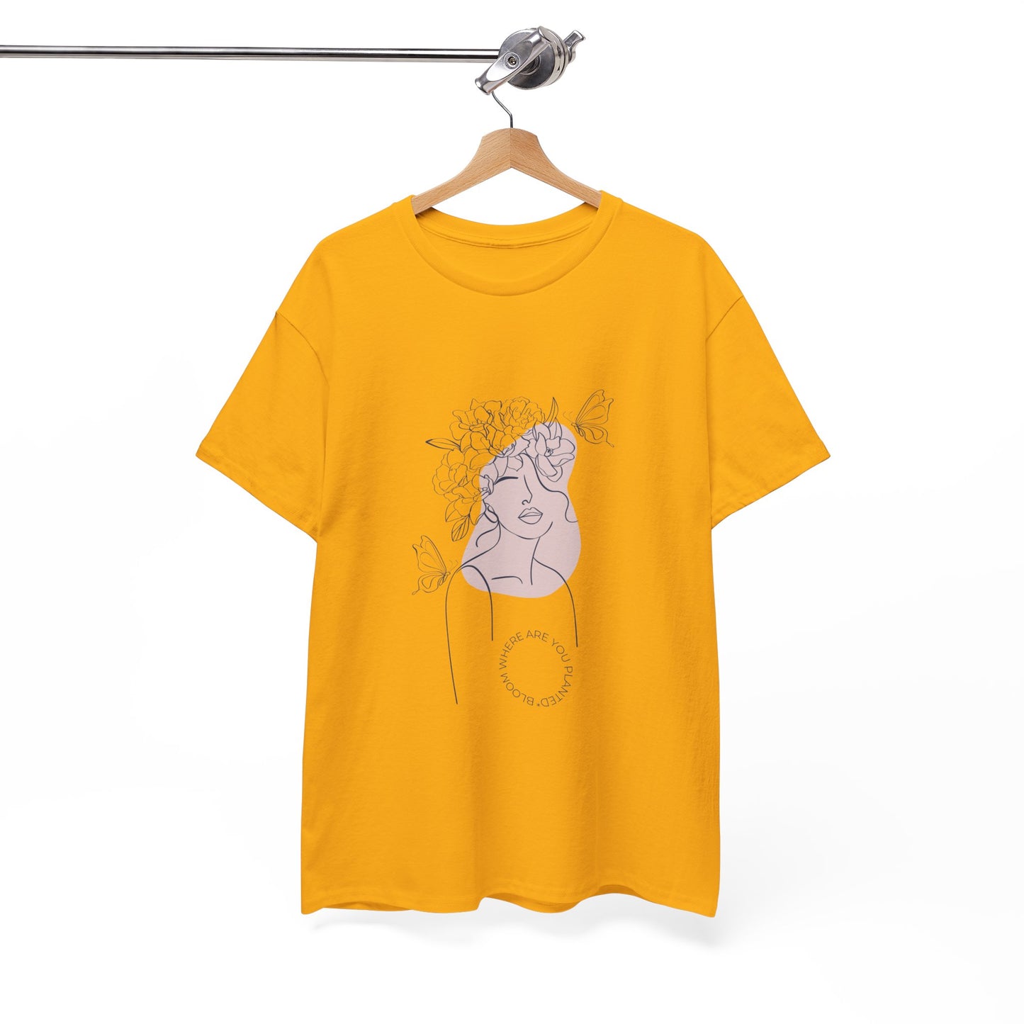 Bloom Where You Are Planted Chic Inspirational Quote Tee, Inspirational Cotton T-Shirt, Casual Graphic Tee, Vintage Style Unisex Shirt, Gift for Her