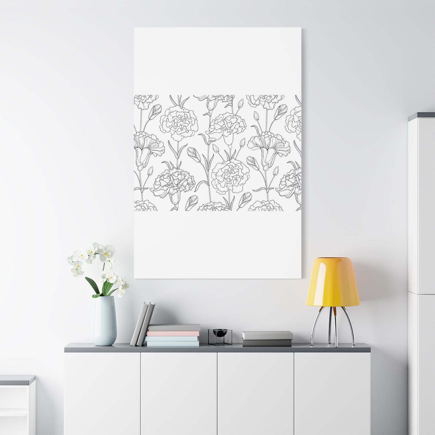 Floral Canvas Art, Stretched Wall Decor, Home Gift, Botanical Print, Modern Design, Matte Finish