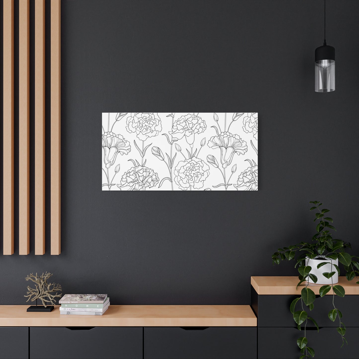 Floral Canvas Art, Stretched Wall Decor, Home Gift, Botanical Print, Modern Design, Matte Finish