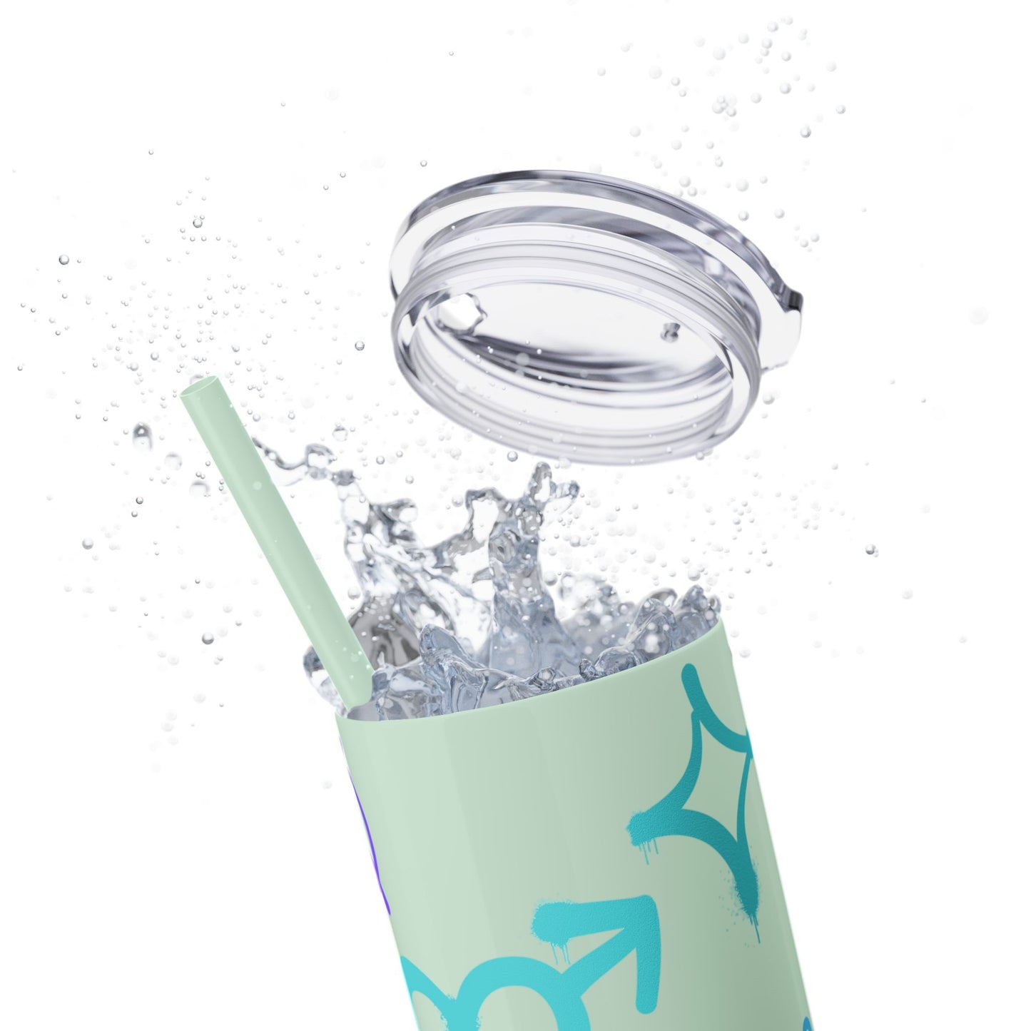Trendy Skinny Tumbler with Straw, 20oz | Unique Graffiti Style Drinkware for Teens, Gifts, Parties, and Everyday Use
