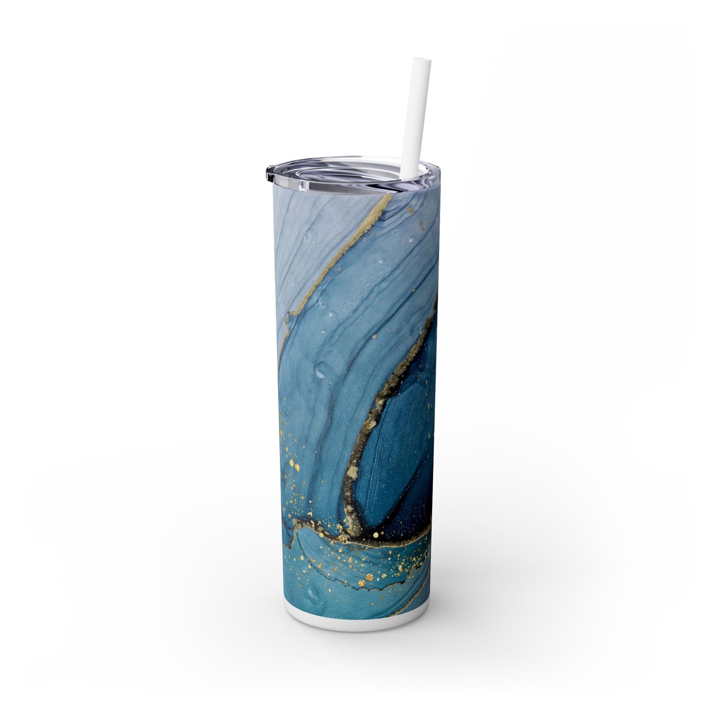 Elegant Blue Marble Skinny Tumbler, 20oz - Stylish Drinkware for Daily Use, Gifts, Celebrations, Eco-Friendly, Travel Mug