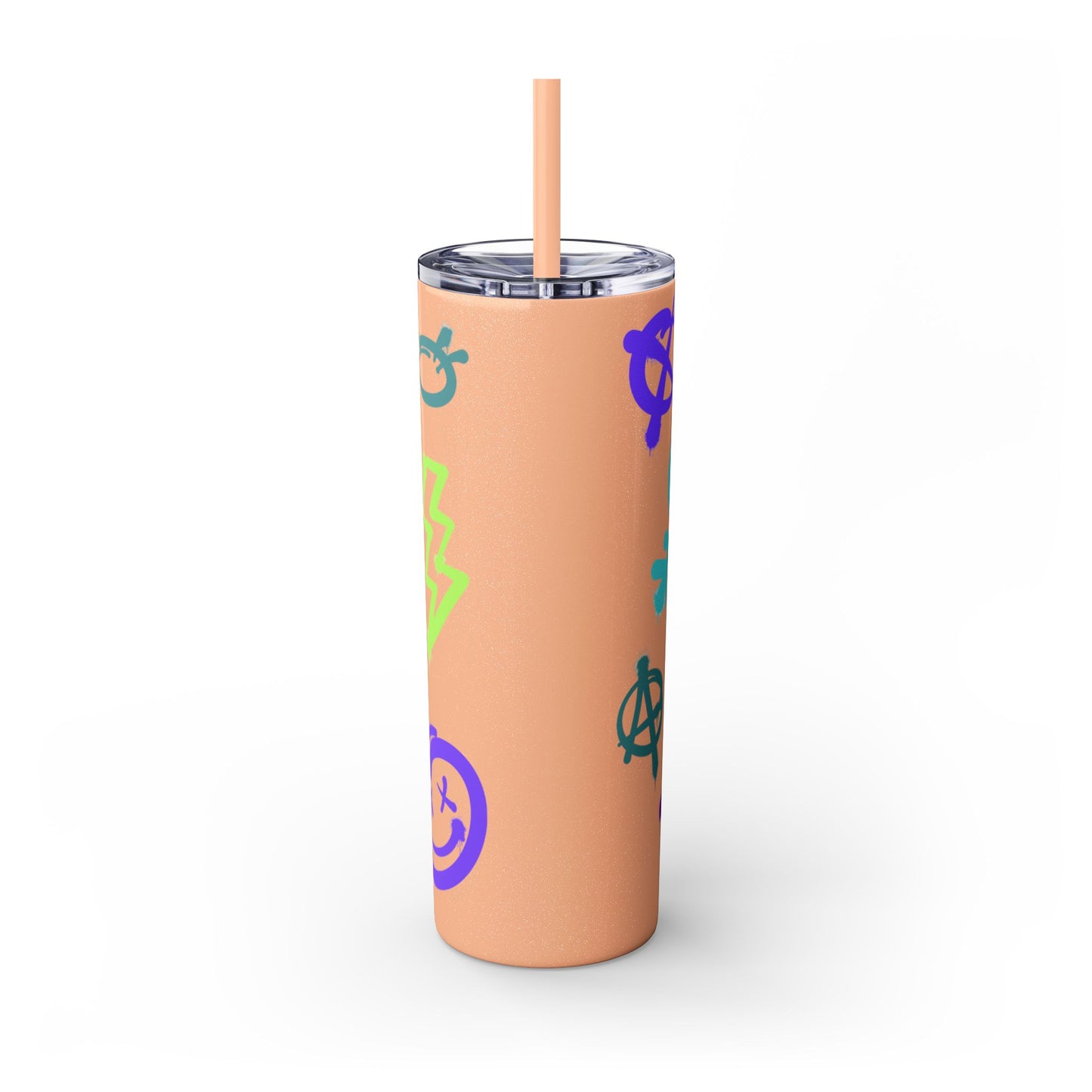 Trendy Skinny Tumbler with Straw, 20oz | Unique Graffiti Style Drinkware for Teens, Gifts, Parties, and Everyday Use
