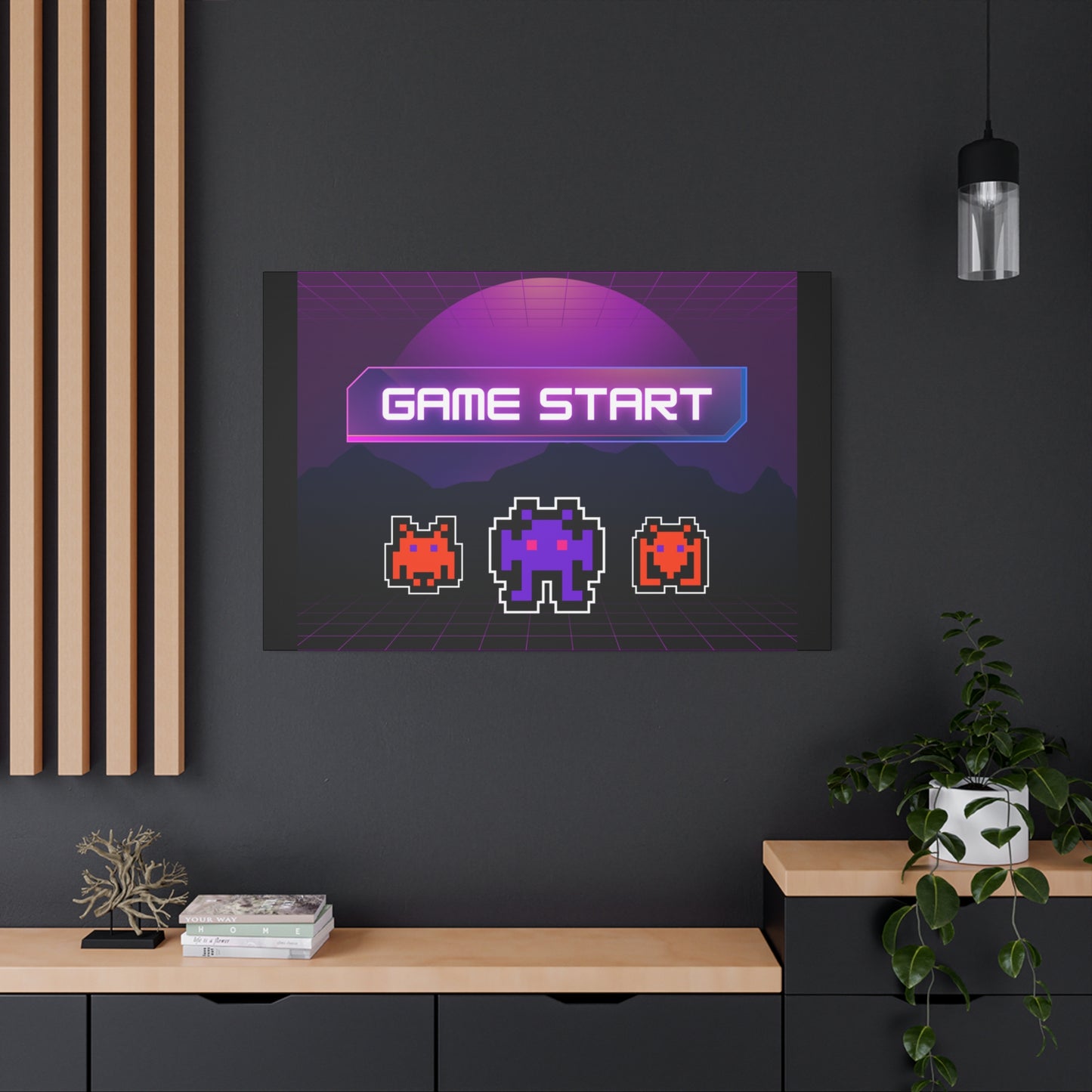 Retro Game Start Canvas Art Print | 80s Gaming Wall Decor, Gamer Gift, Pixel Art, Nostalgic Artwork, Home Decor