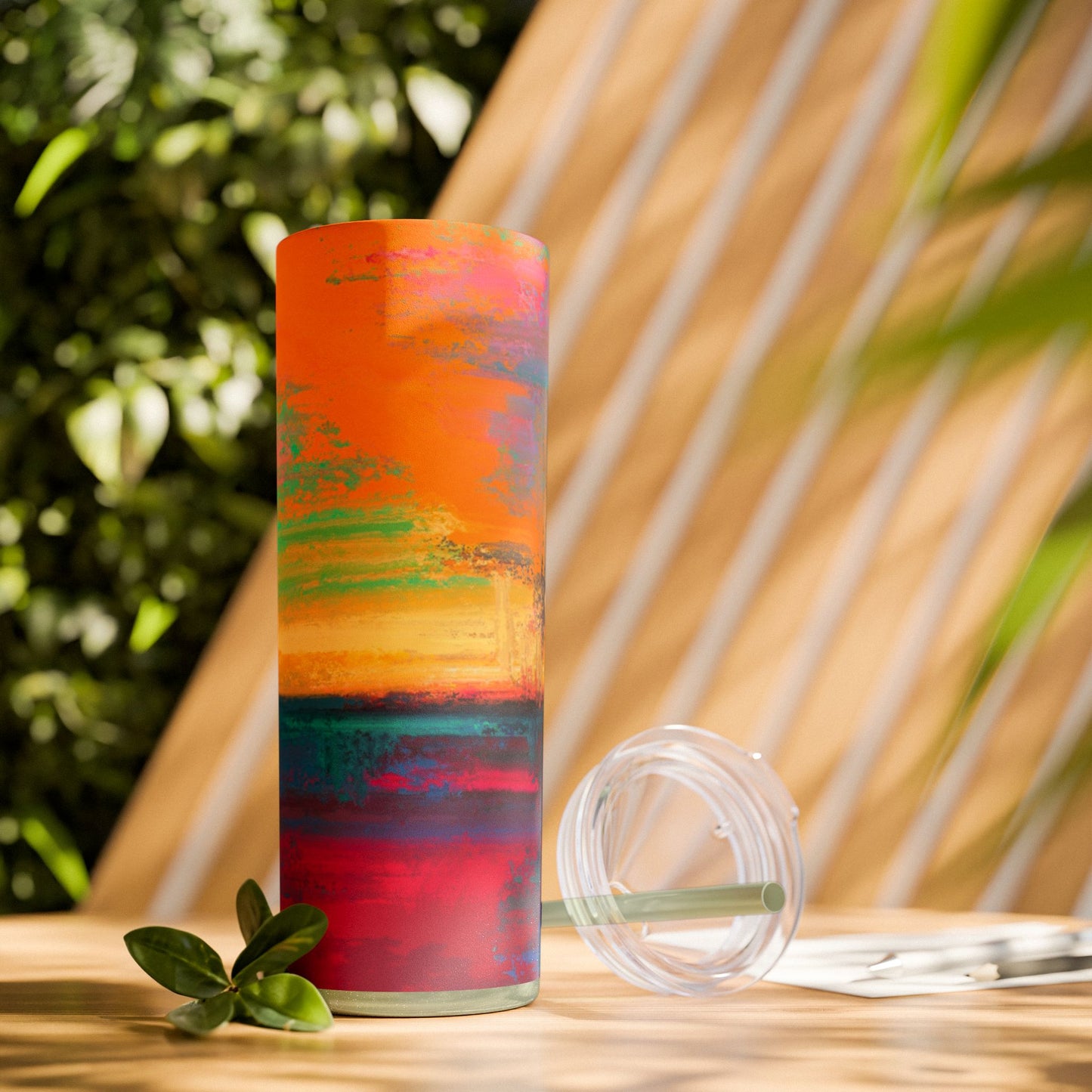 Colorful Ombre Skinny Tumbler with Straw, 20oz | Travel Mugs, Summer Drinkware, Beach Accessories, Gifts for Her, Eco-Friendly