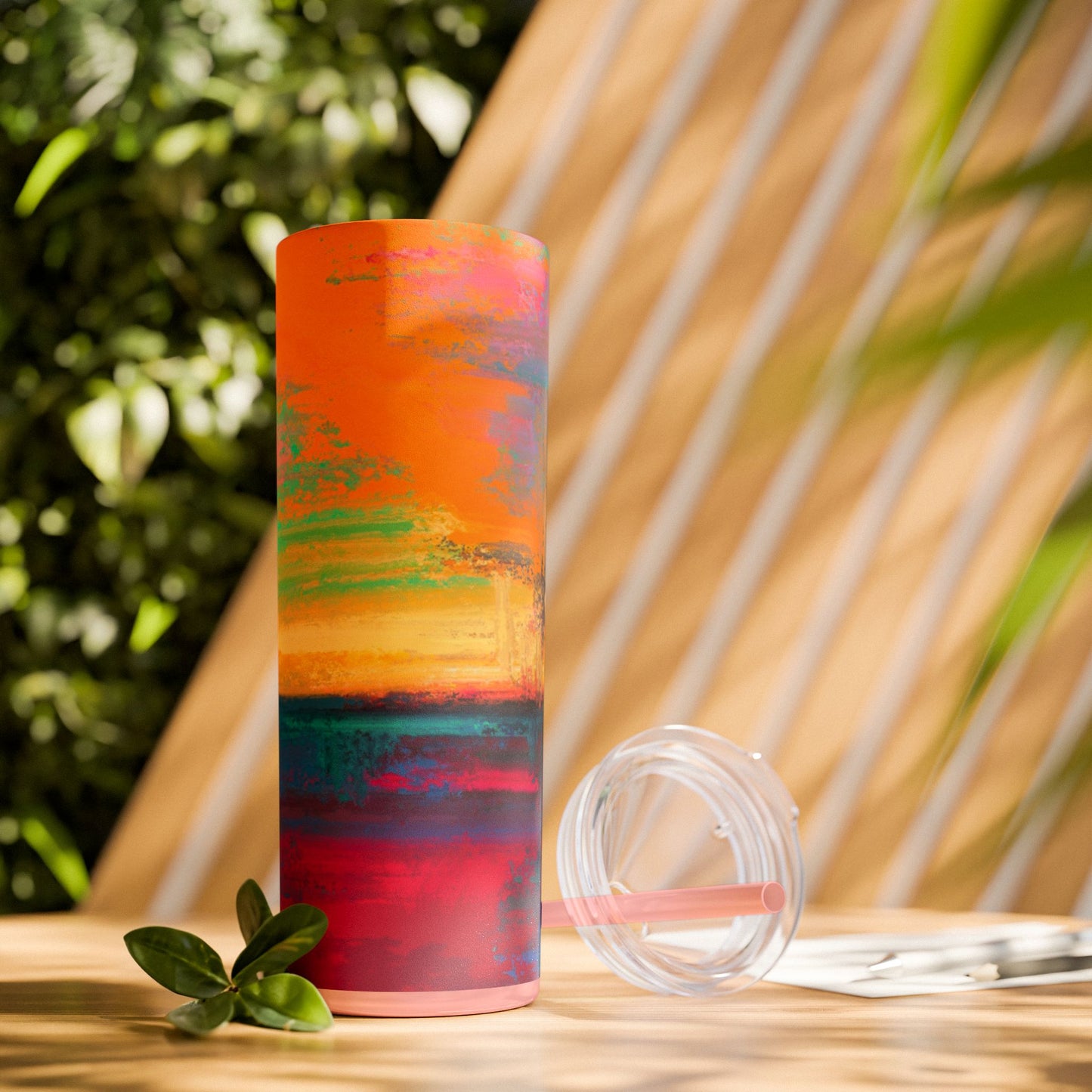 Colorful Ombre Skinny Tumbler with Straw, 20oz | Travel Mugs, Summer Drinkware, Beach Accessories, Gifts for Her, Eco-Friendly