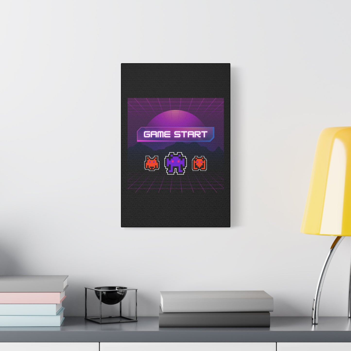 Retro Game Start Canvas Art Print | 80s Gaming Wall Decor, Gamer Gift, Pixel Art, Nostalgic Artwork, Home Decor
