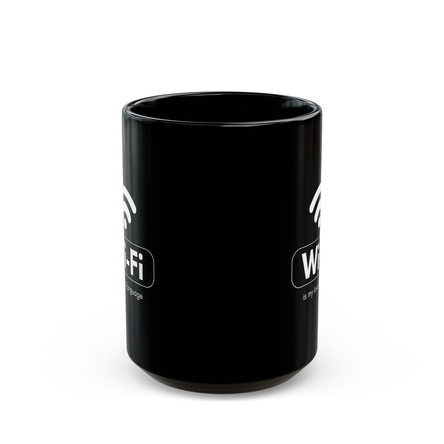 Wi-Fi Love Language Mug | Black Coffee Cup for Tech Lovers, Gift for Her, Him, Birthday, Programmer, Valentine's Day