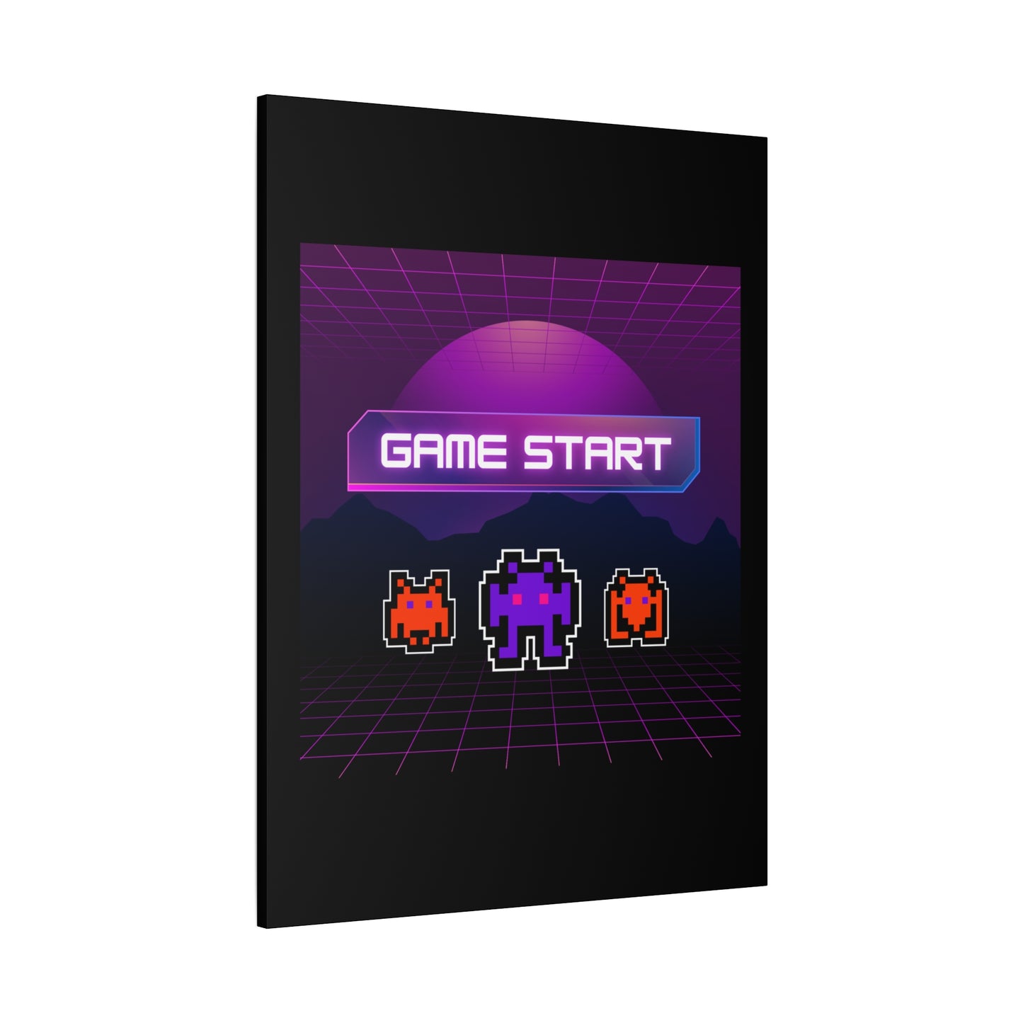 Retro Game Start Canvas Art Print | 80s Gaming Wall Decor, Gamer Gift, Pixel Art, Nostalgic Artwork, Home Decor