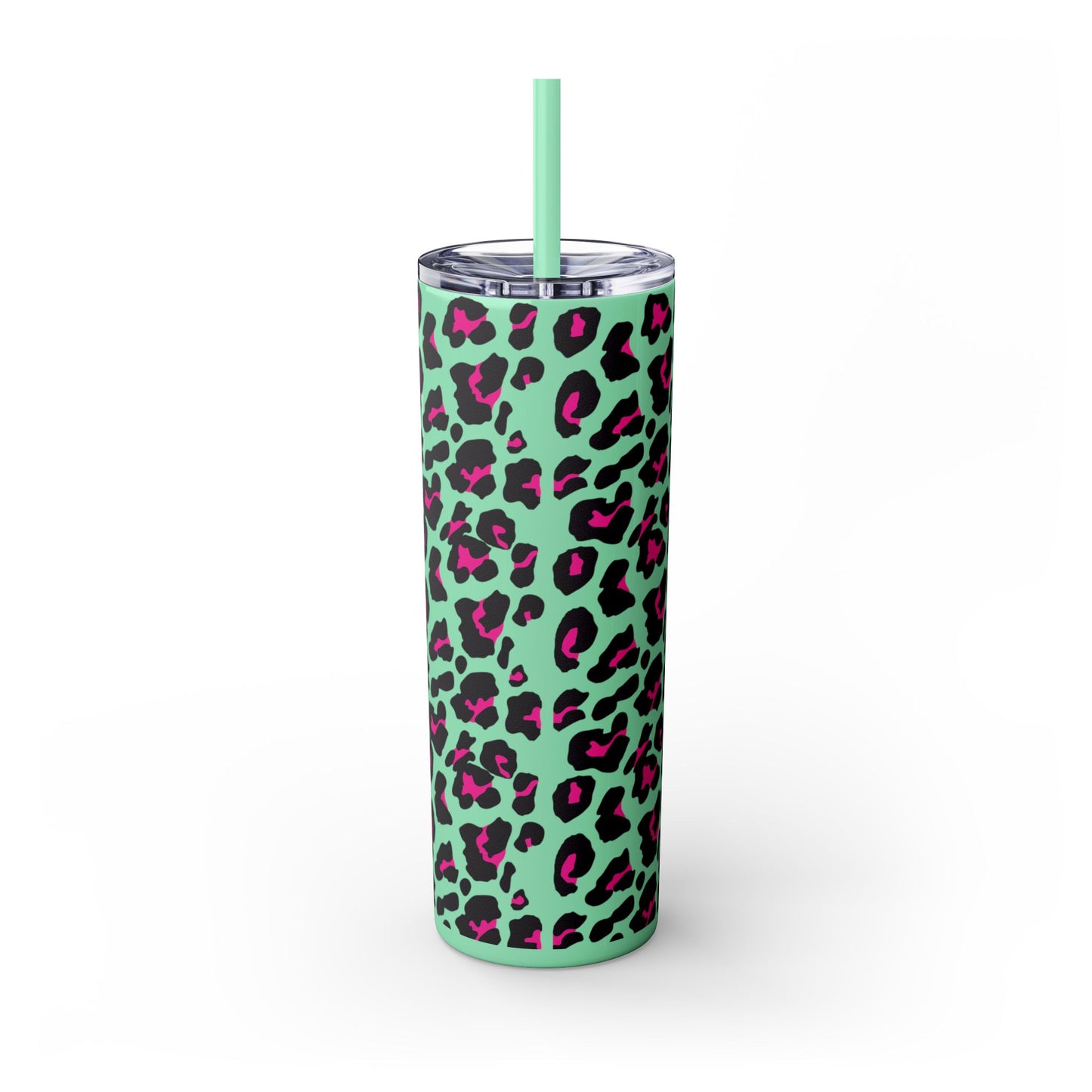 Trendy Leopard Print Skinny Tumbler, 20oz | Stylish Drinkware for Home, Office, Gifts, Reusable Straw, Animal Print