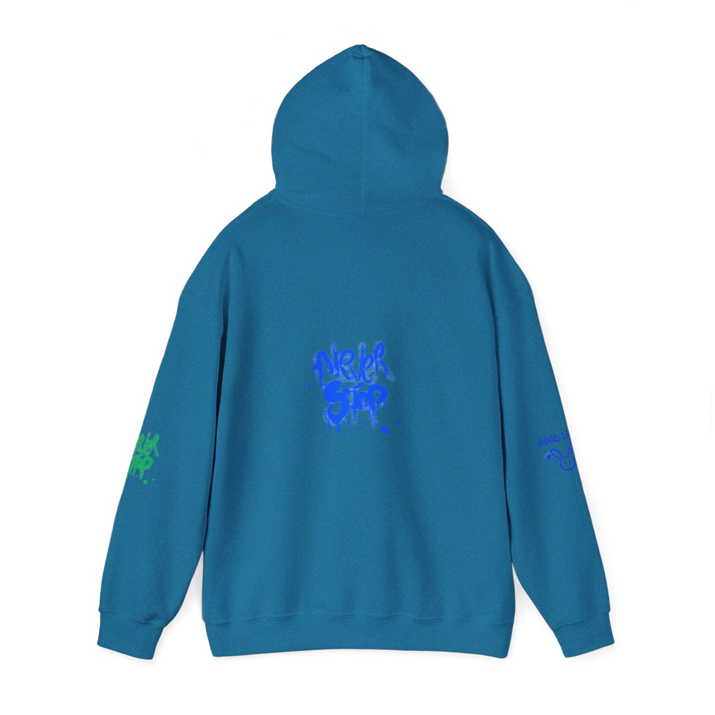 Good Luck Never Stop Unisex Heavy Blend Hooded Sweatshirt | Lucky Easter Bunny Design