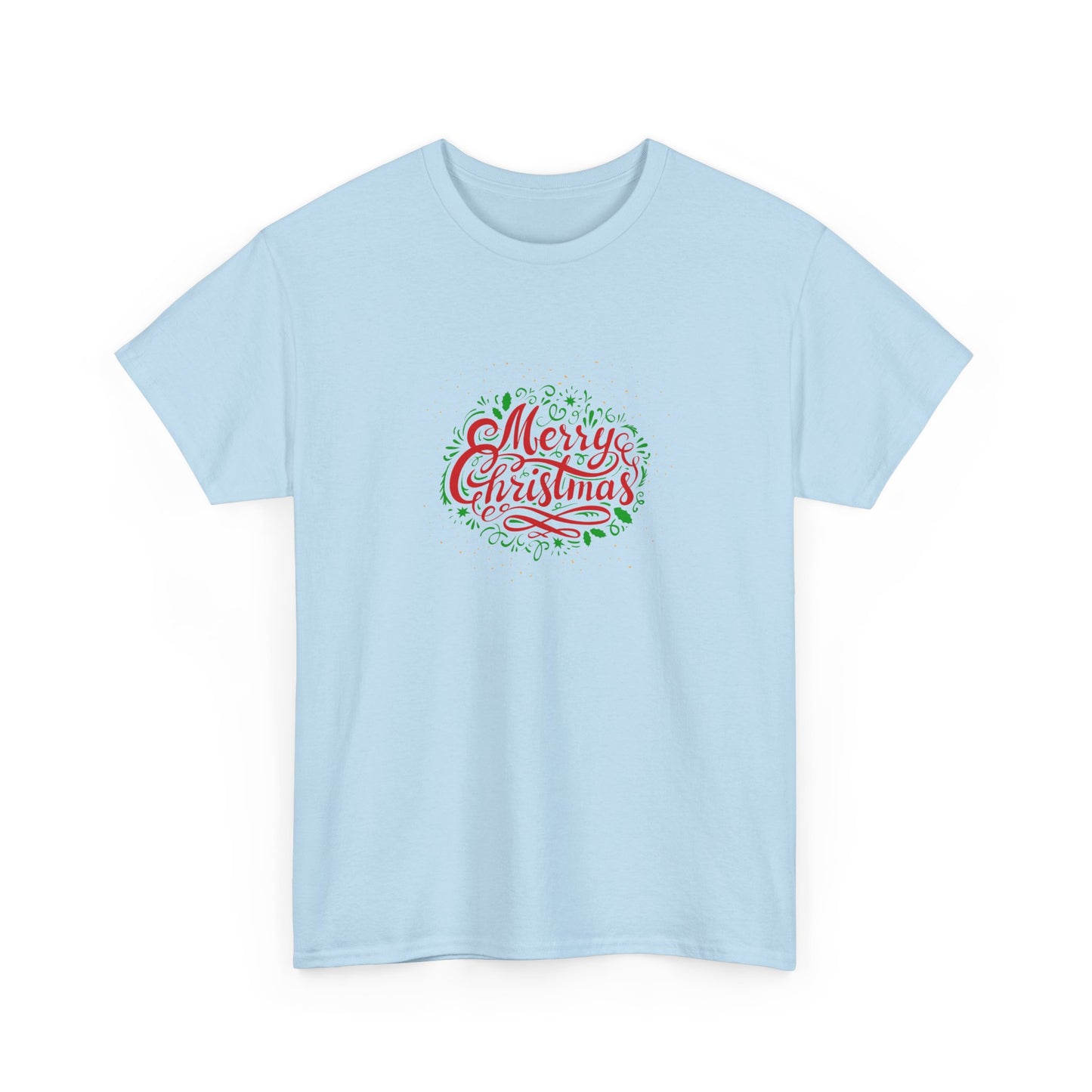 Merry Christmas Unisex Heavy Cotton Tee, Holiday Gift, Casual Wear, Seasonal Apparel, Christmas Party Shirt, Gift for Him/Her