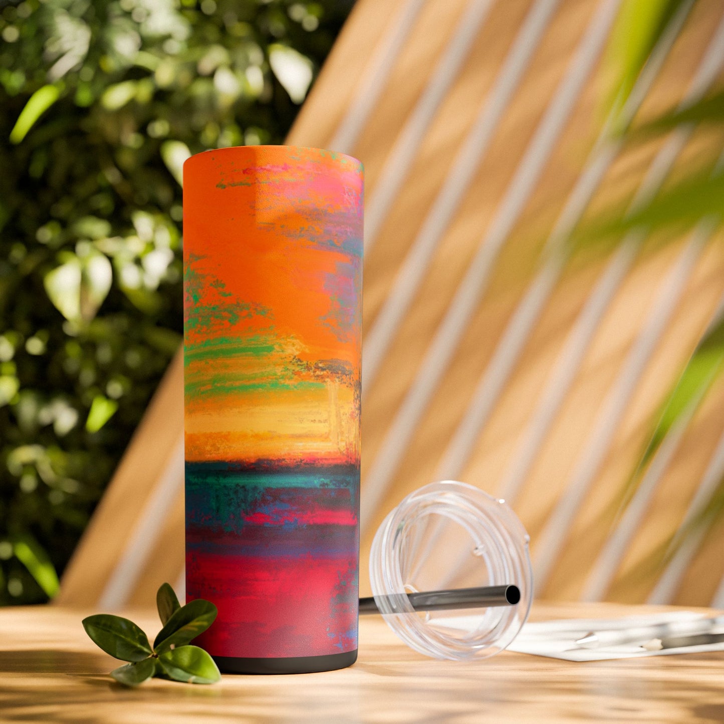 Colorful Ombre Skinny Tumbler with Straw, 20oz | Travel Mugs, Summer Drinkware, Beach Accessories, Gifts for Her, Eco-Friendly