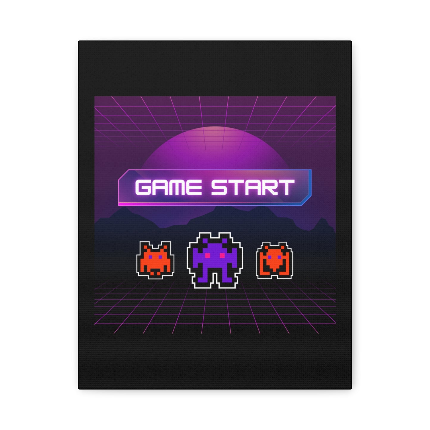 Retro Game Start Canvas Art Print | 80s Gaming Wall Decor, Gamer Gift, Pixel Art, Nostalgic Artwork, Home Decor