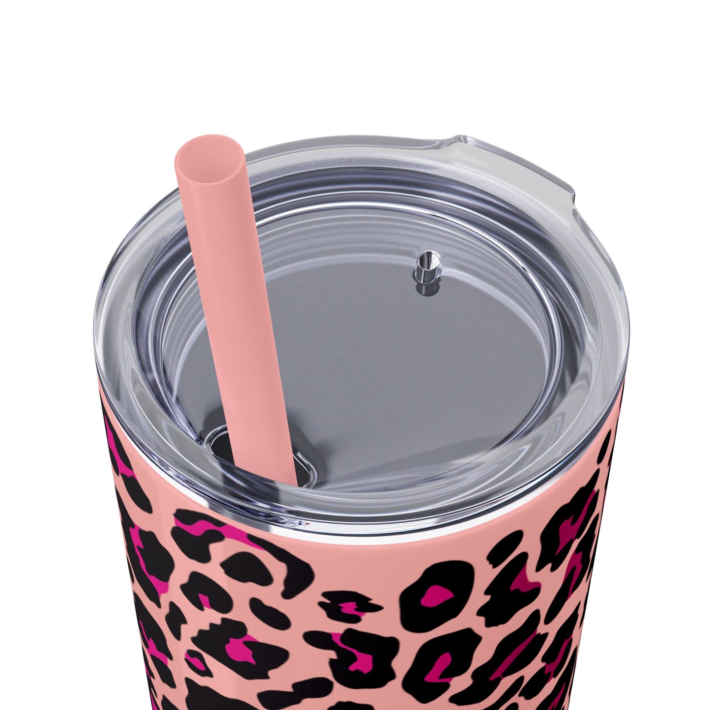 Trendy Leopard Print Skinny Tumbler, 20oz | Stylish Drinkware for Home, Office, Gifts, Reusable Straw, Animal Print