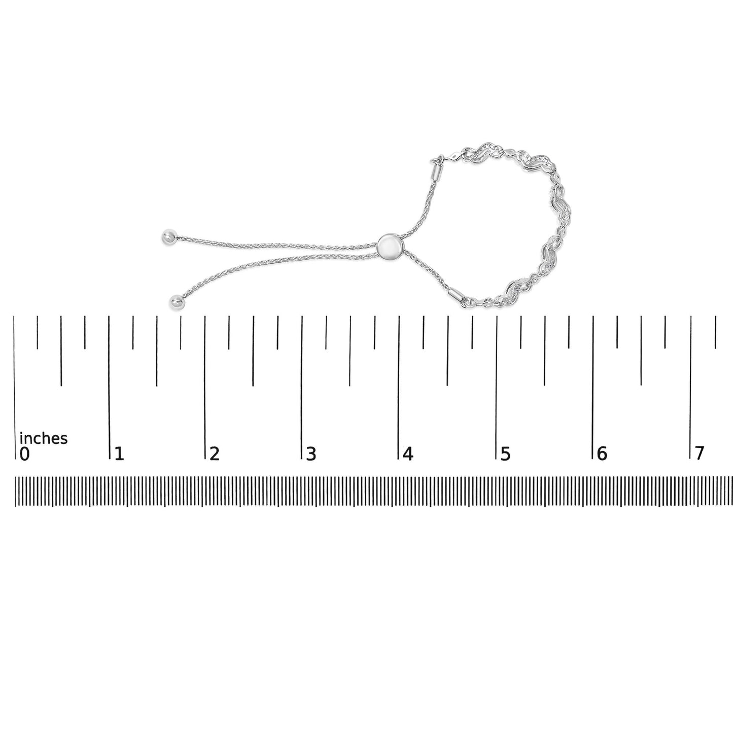 .925 Sterling Silver 1/2 Cttw Diamond Double Wave Bolo Bracelet-4