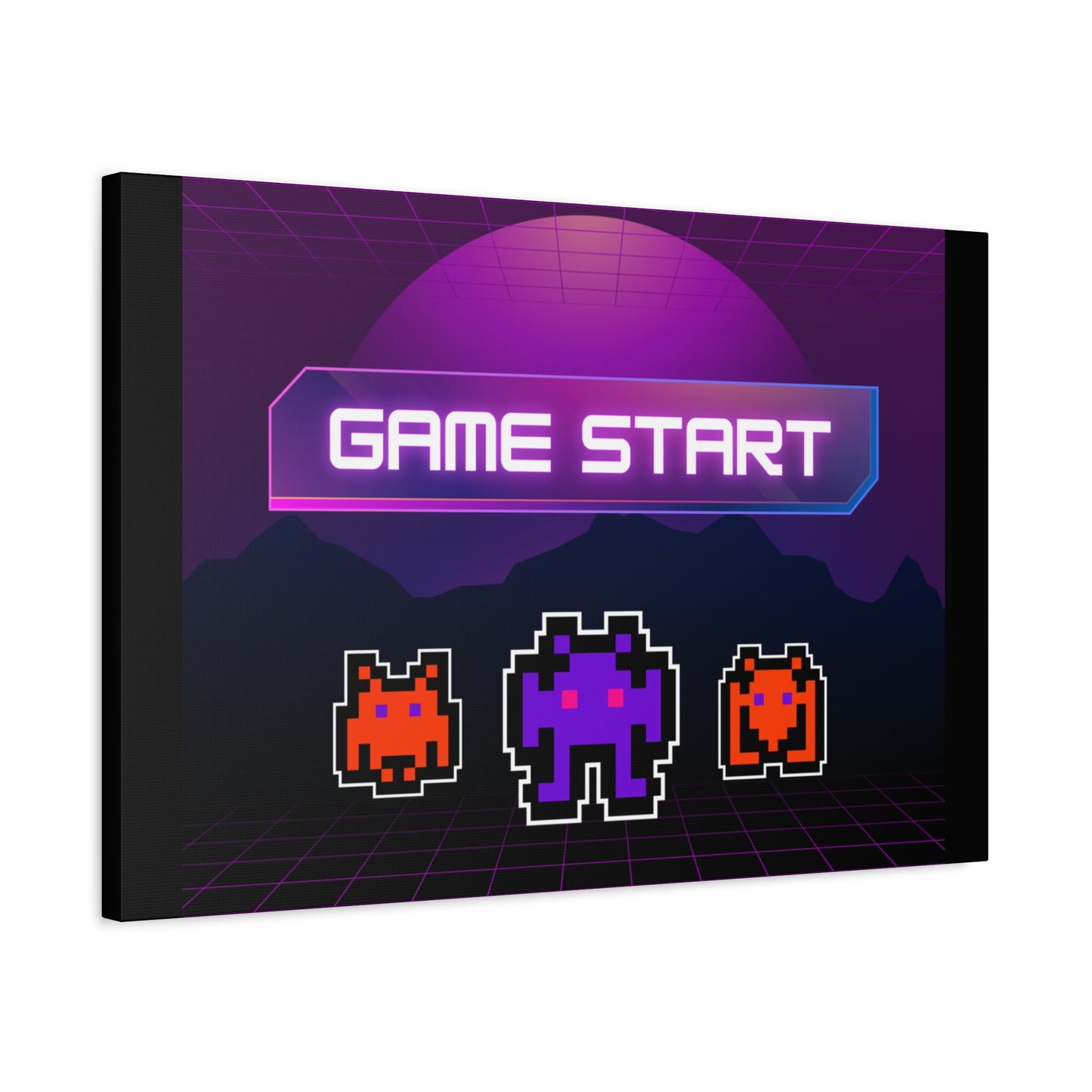 Retro Game Start Canvas Art Print | 80s Gaming Wall Decor, Gamer Gift, Pixel Art, Nostalgic Artwork, Home Decor