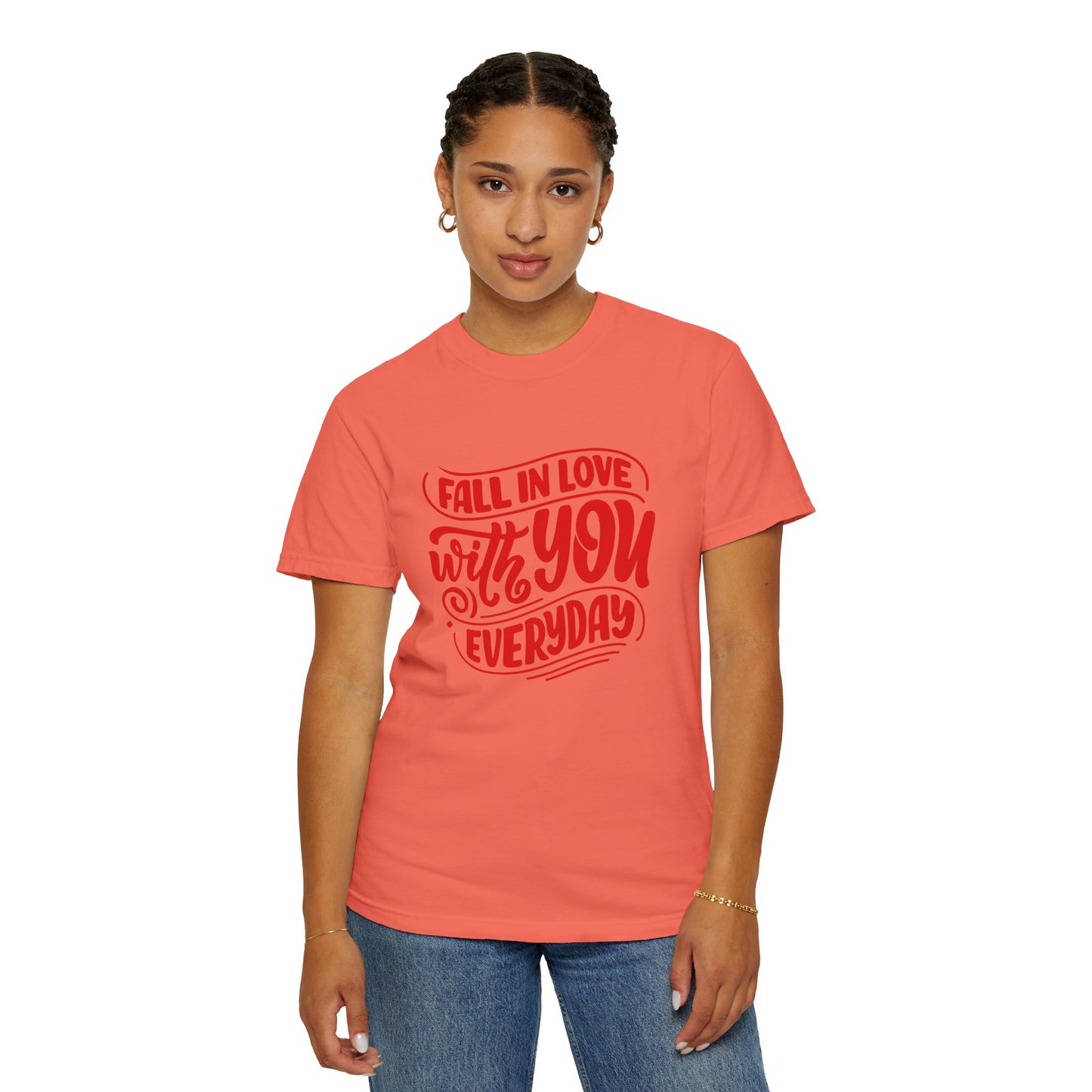 Fall in Love with YOU Quote T-shirt for Couples, Valentine's Day, Gifts for Him/Her, Casual Everyday Wear, Comfortable Unisex Tee