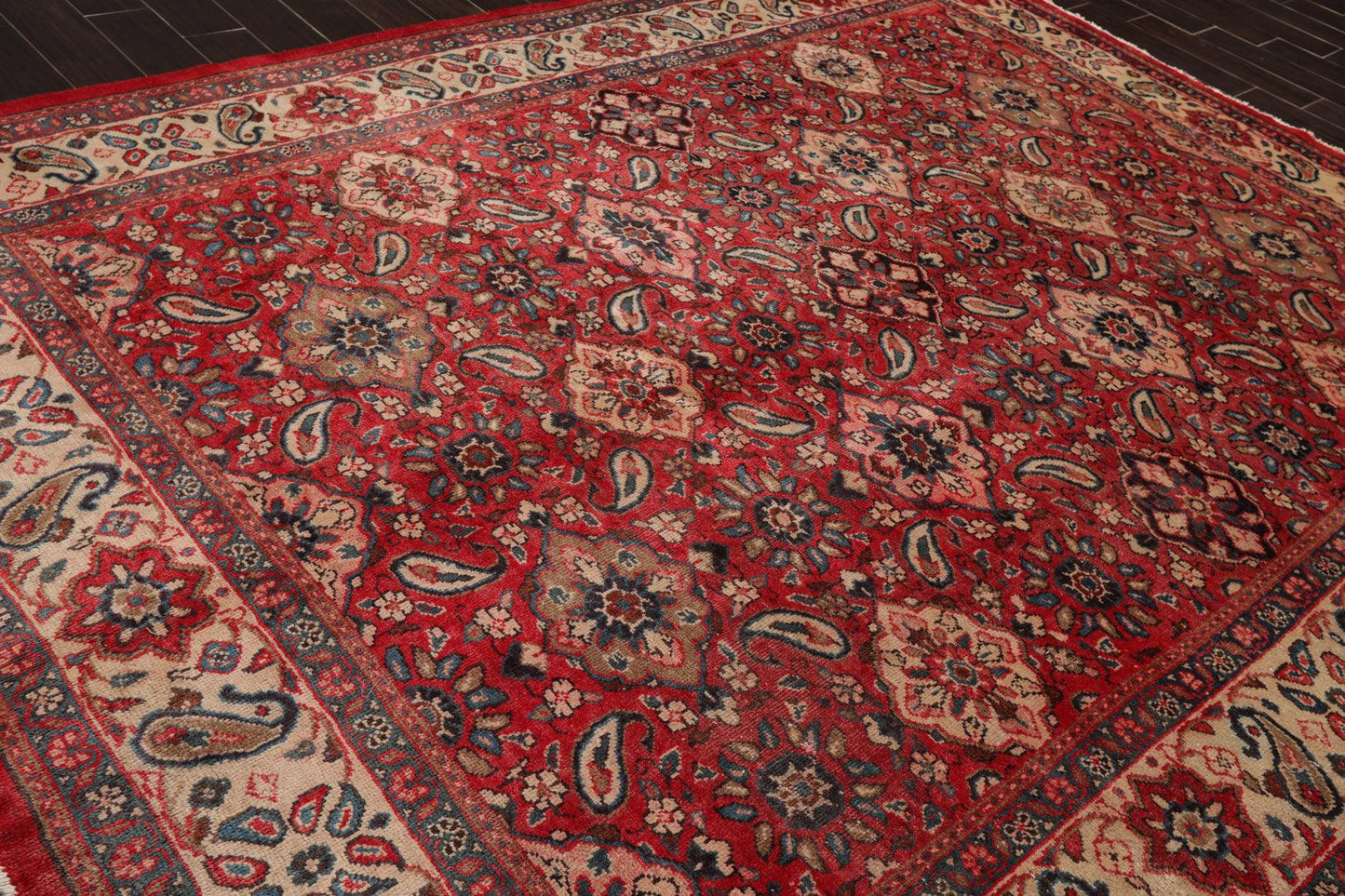 8'10" x 11'7" Hand Knotted 100% Wool Traditional Mahal Oriental Area Rug Red-4